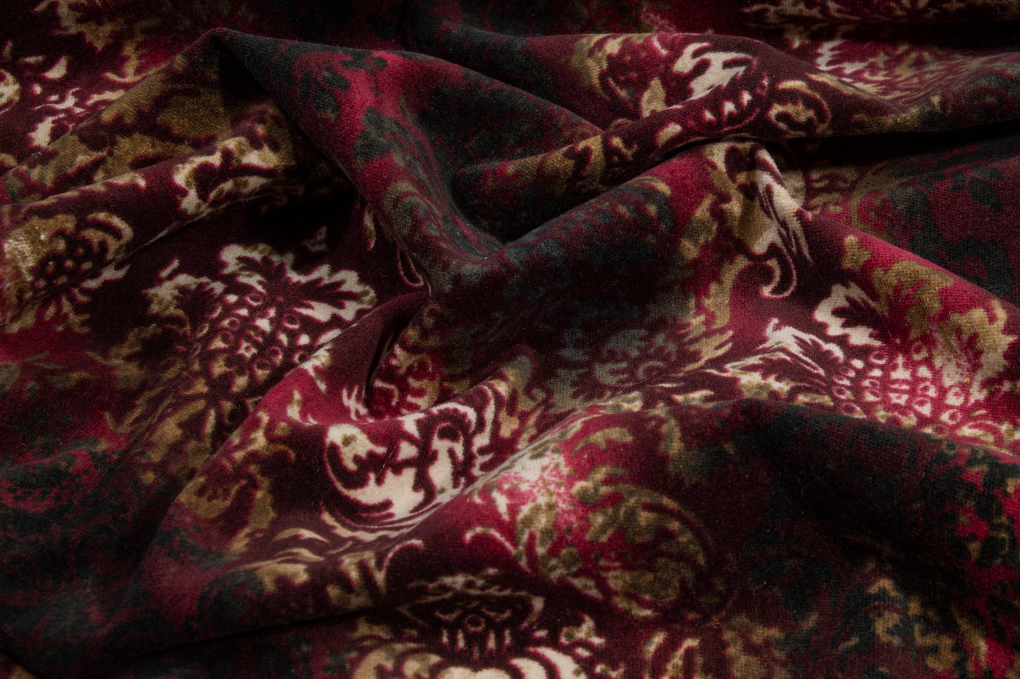 Tie-Dye Damask Stretch Velvet - Maroon