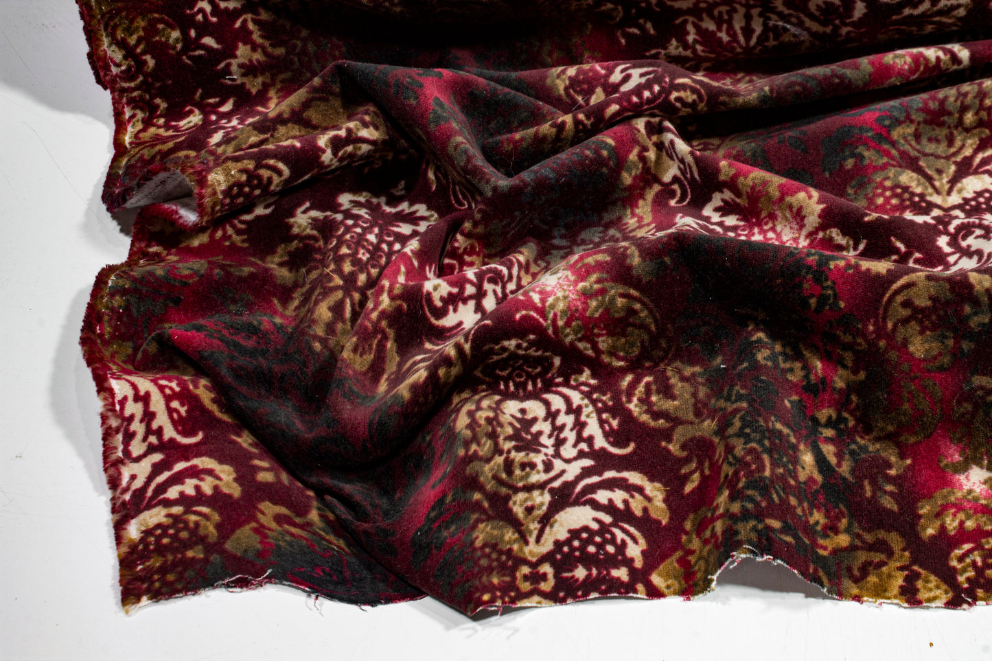 Tie-Dye Damask Stretch Velvet - Maroon