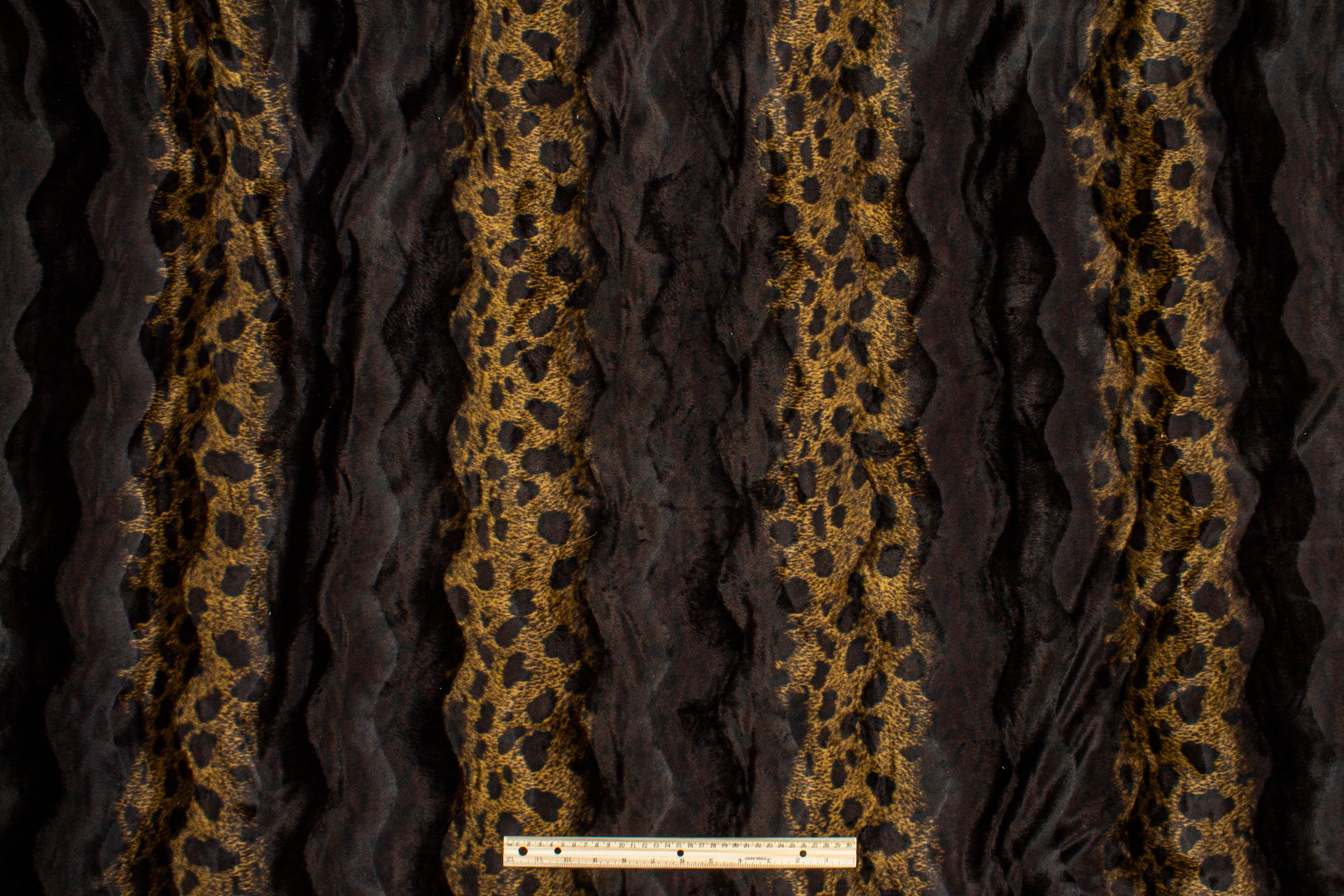 Striped Cheetah Print Faux Fur - Brown