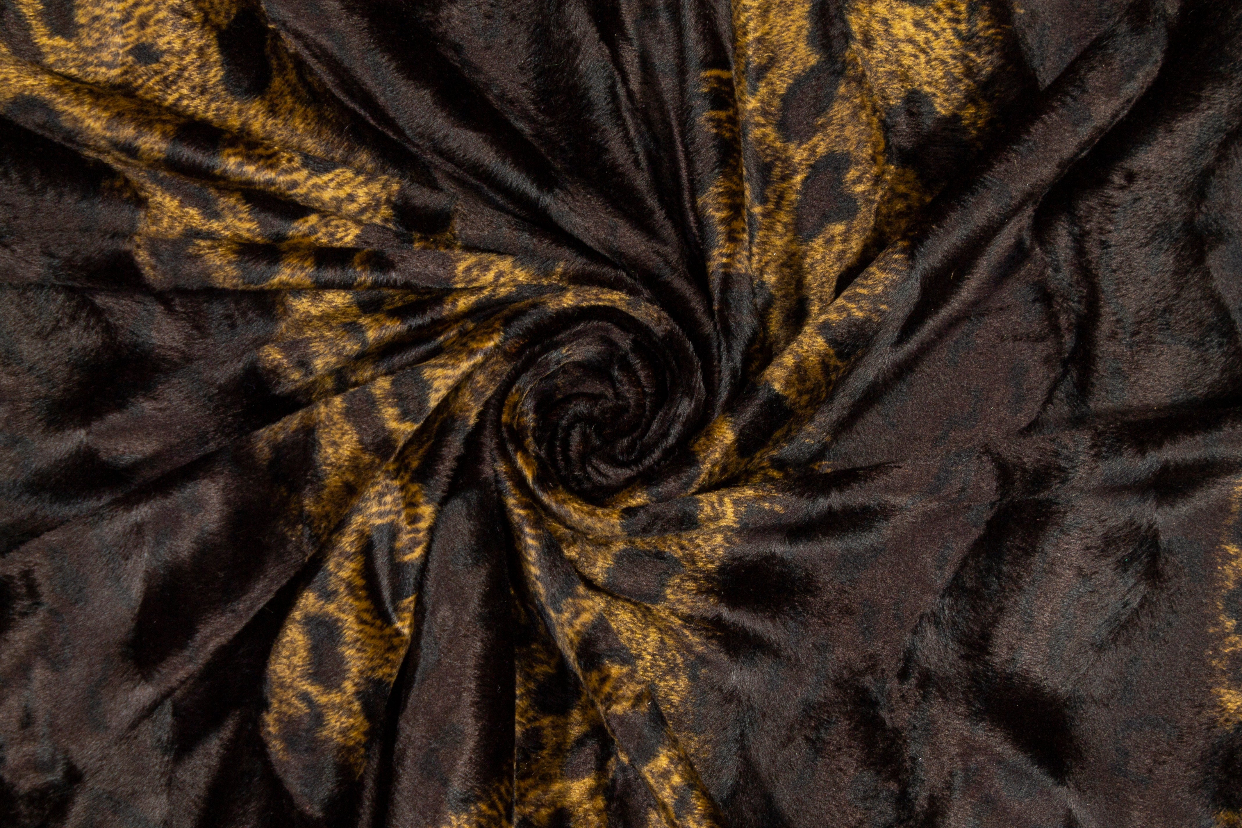 Striped Cheetah Print Faux Fur - Brown