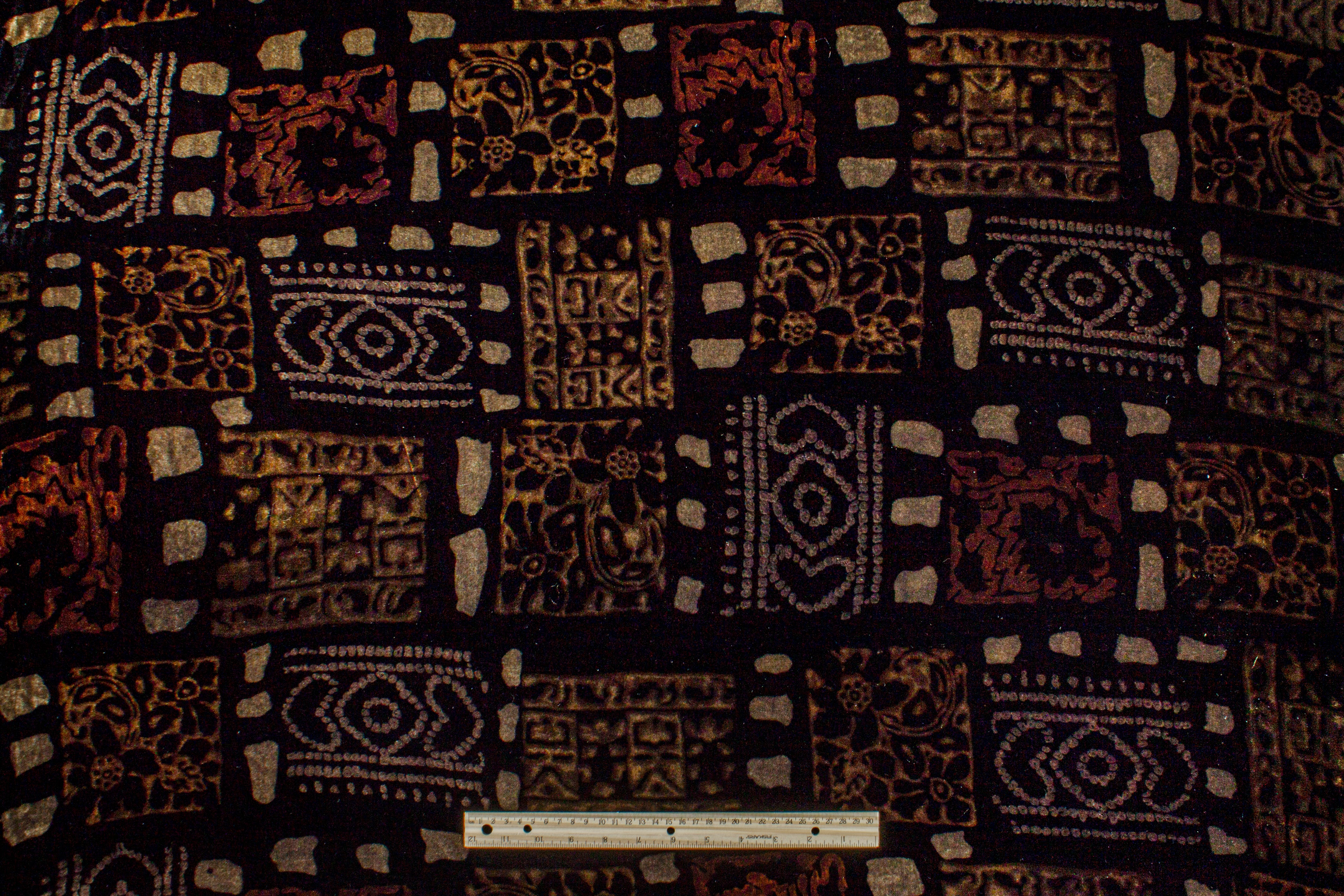 Abstract Silk Viscose Velvet - Black and Brown