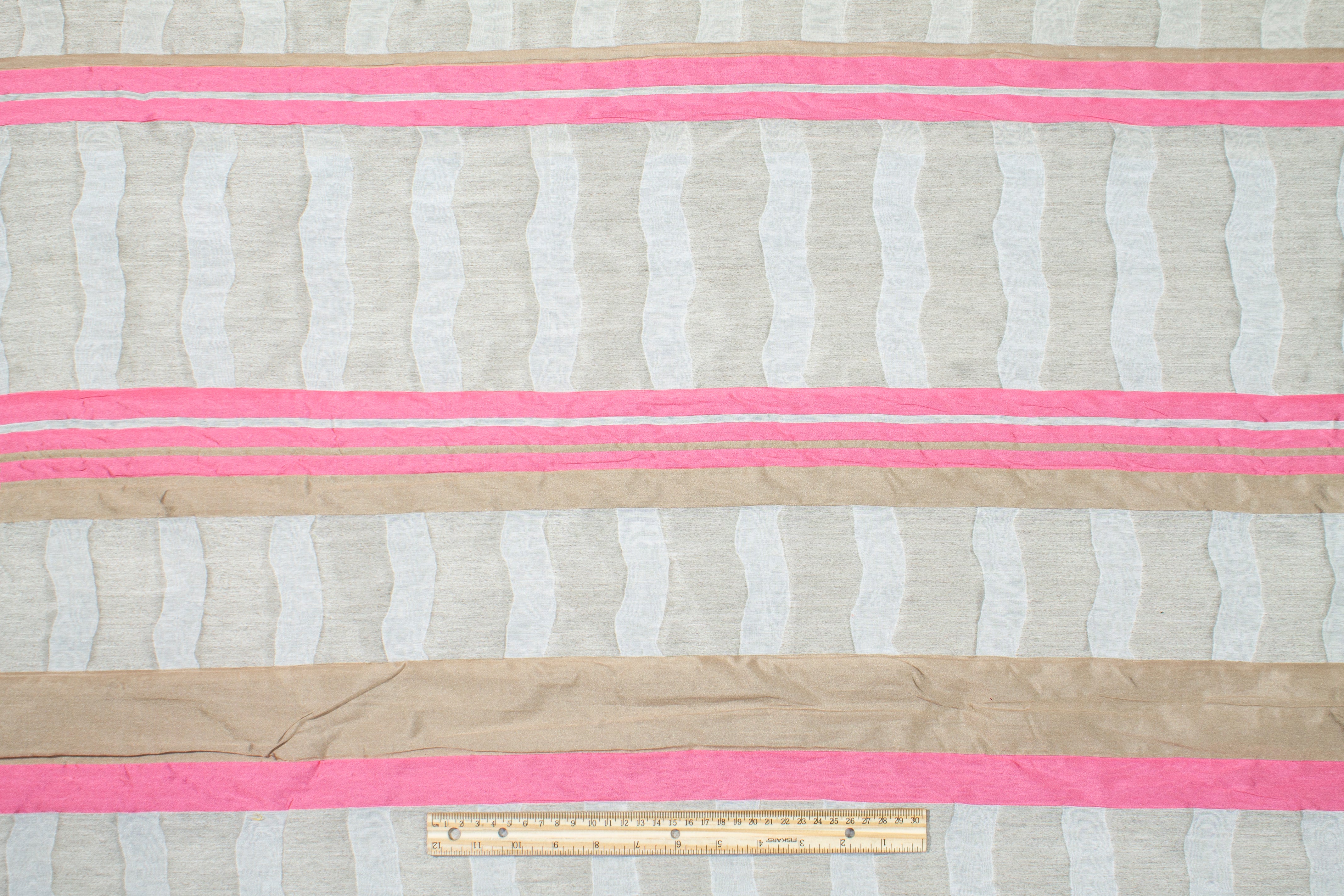Striped Novelty Brocade - Pink and Beige