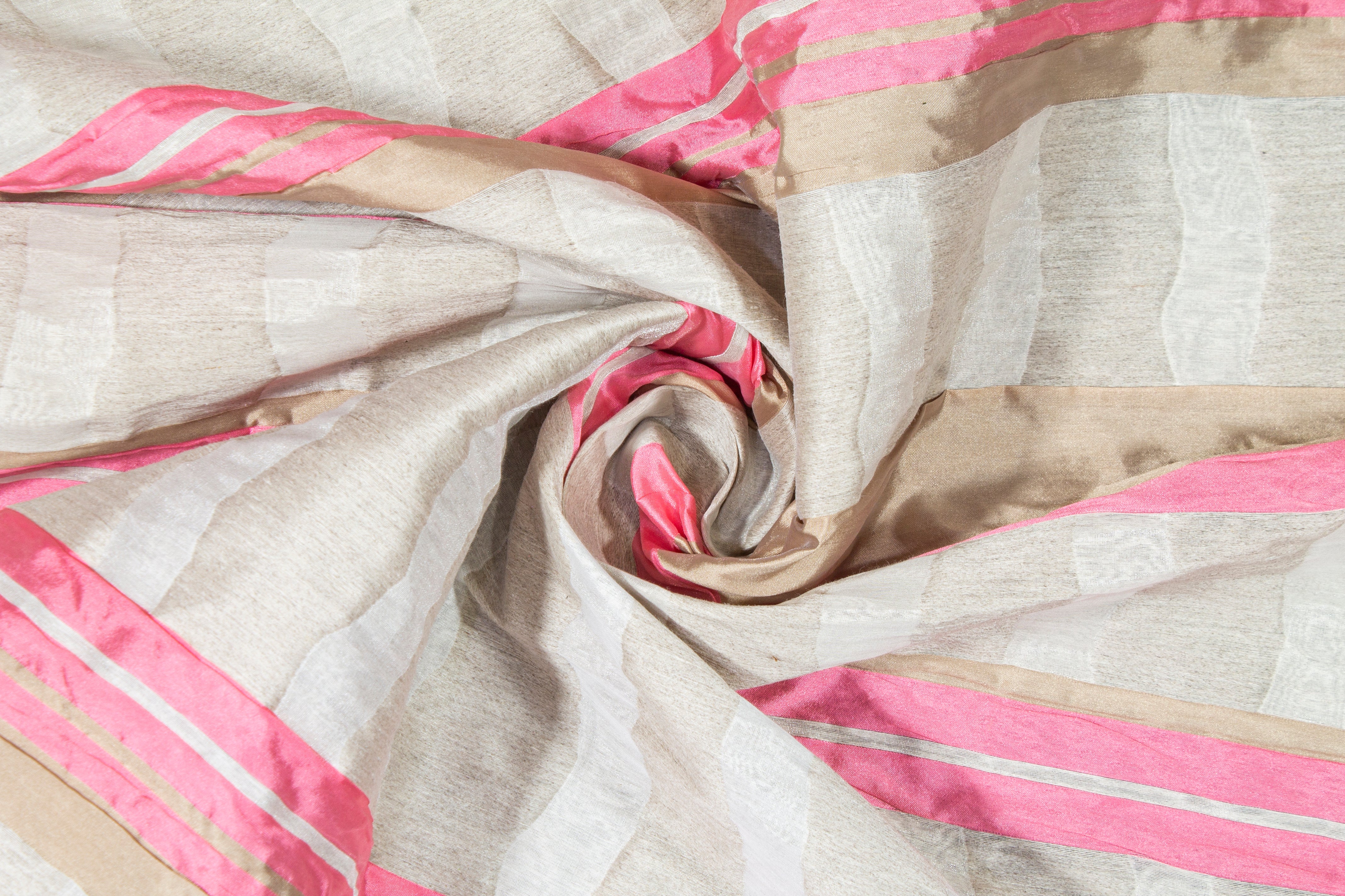 Striped Novelty Brocade - Pink and Beige