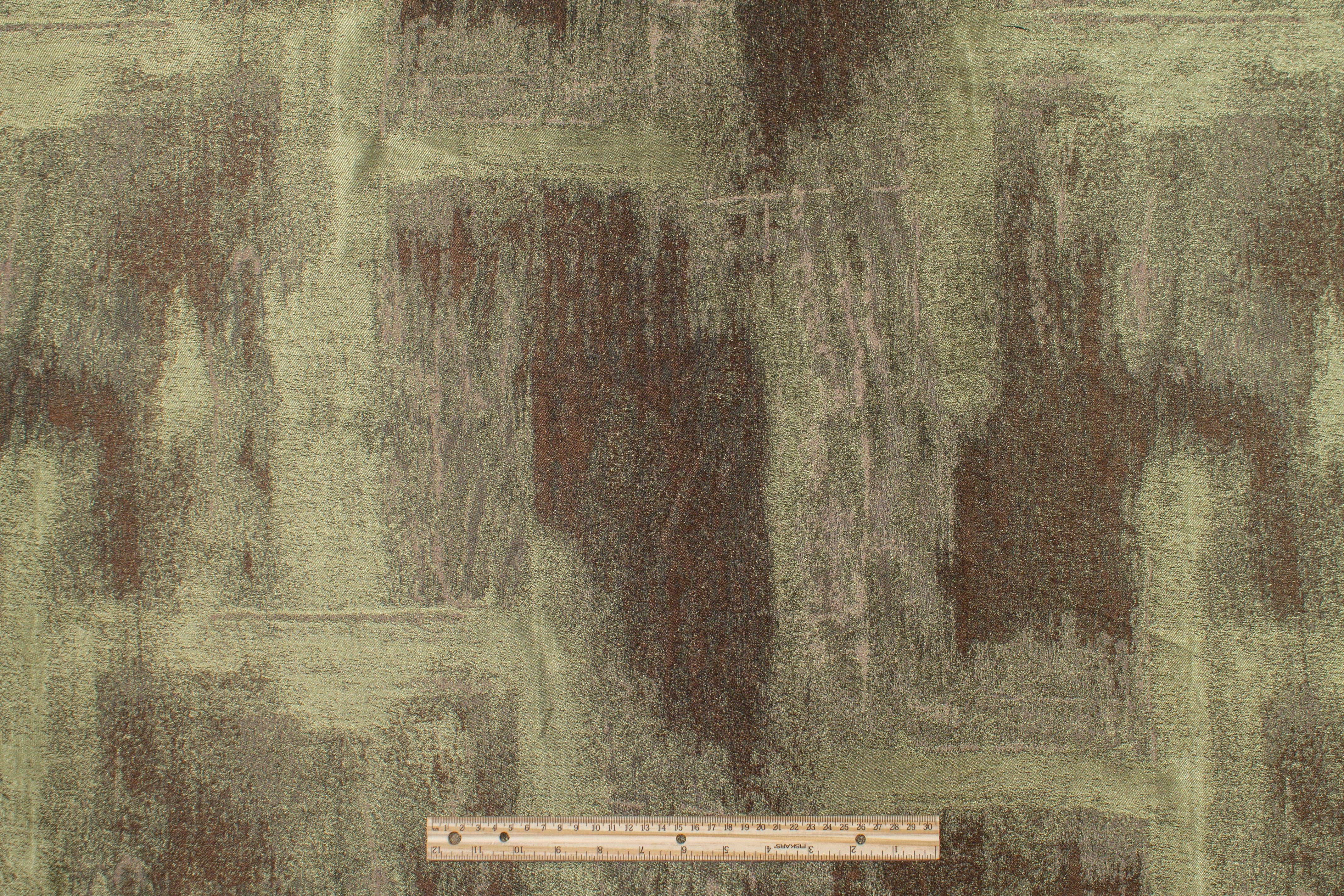 Abstract Metallic Brocade - Olive Green and Brown