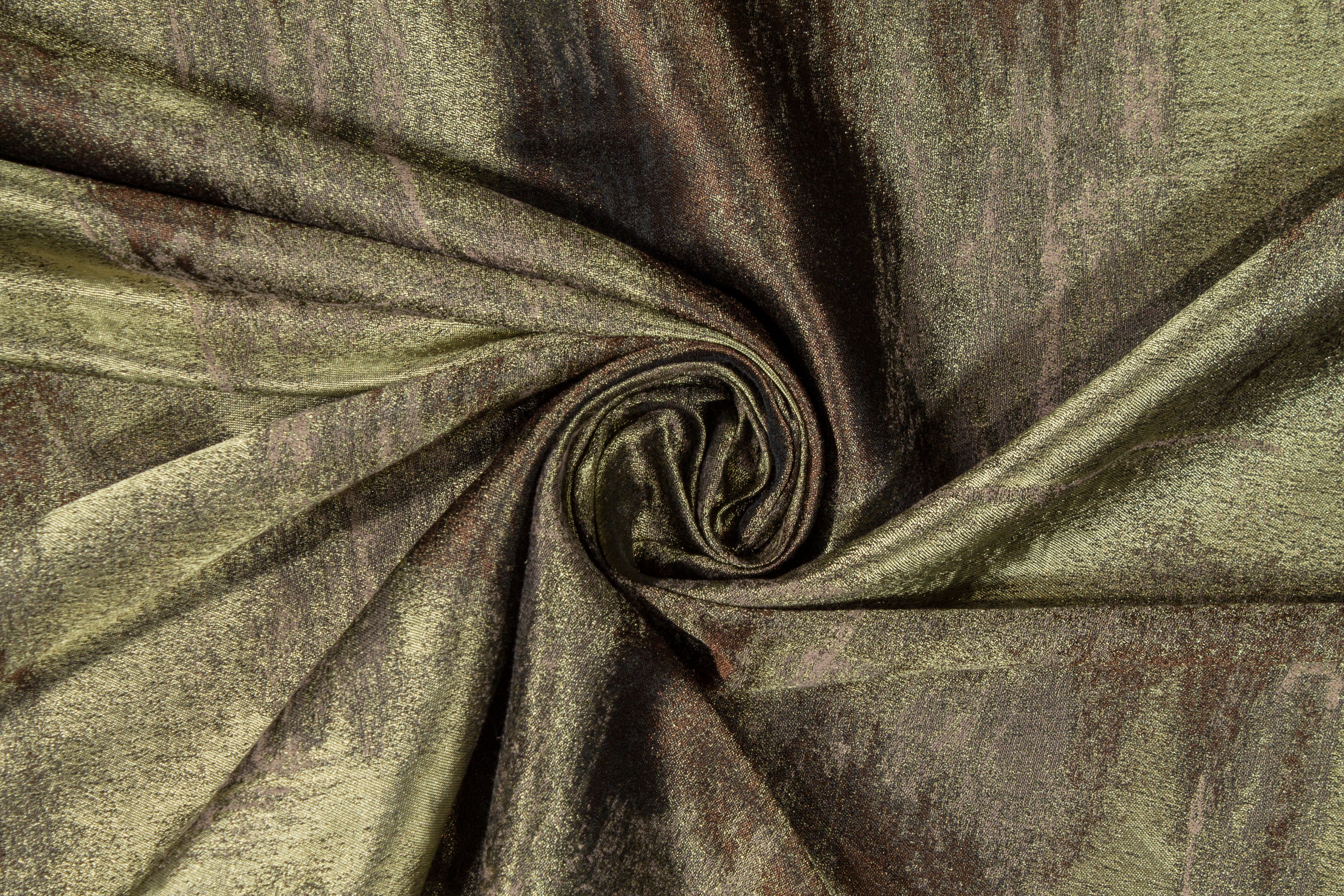 Abstract Metallic Brocade - Olive Green and Brown