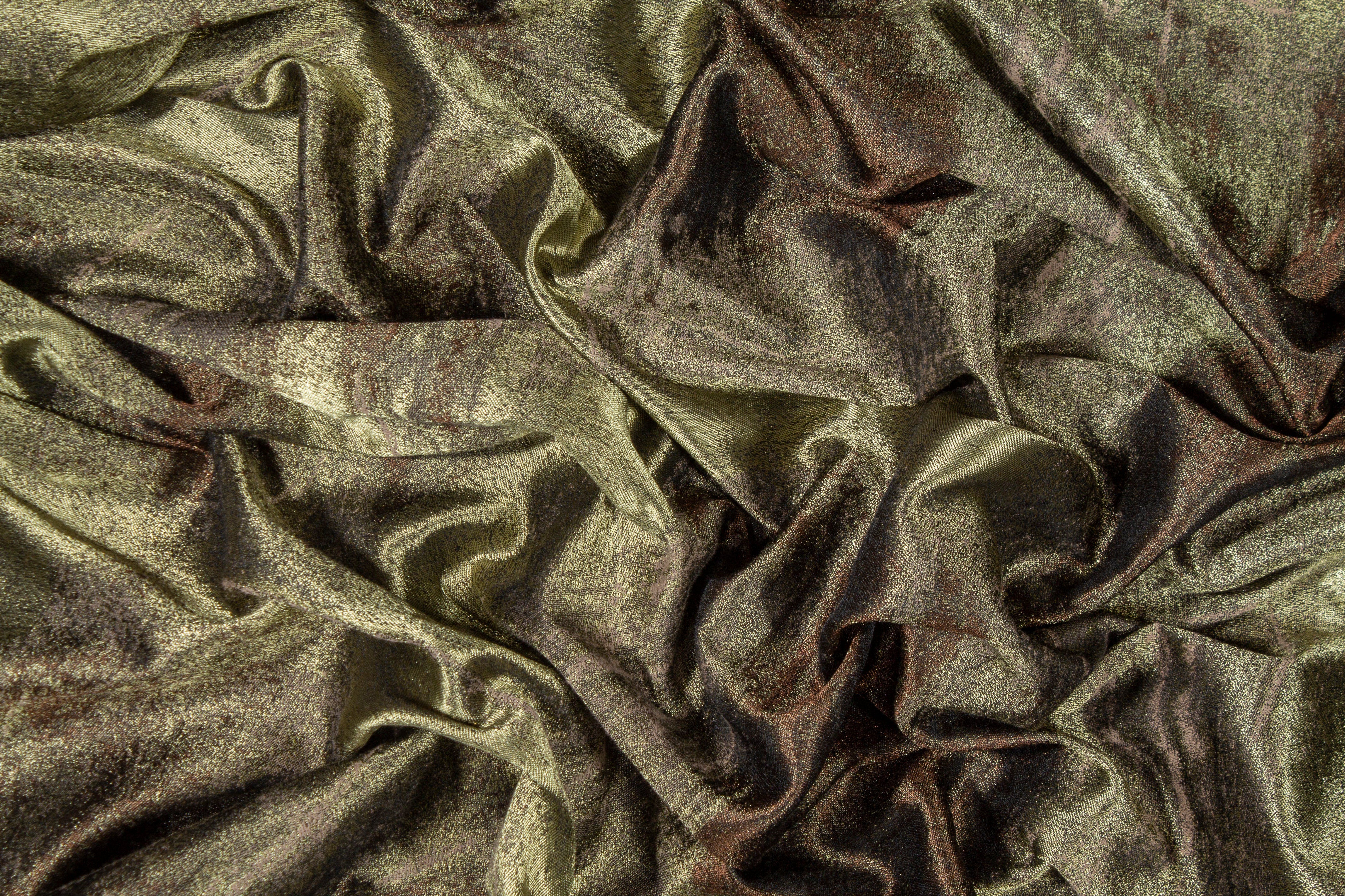 Abstract Metallic Brocade - Olive Green and Brown