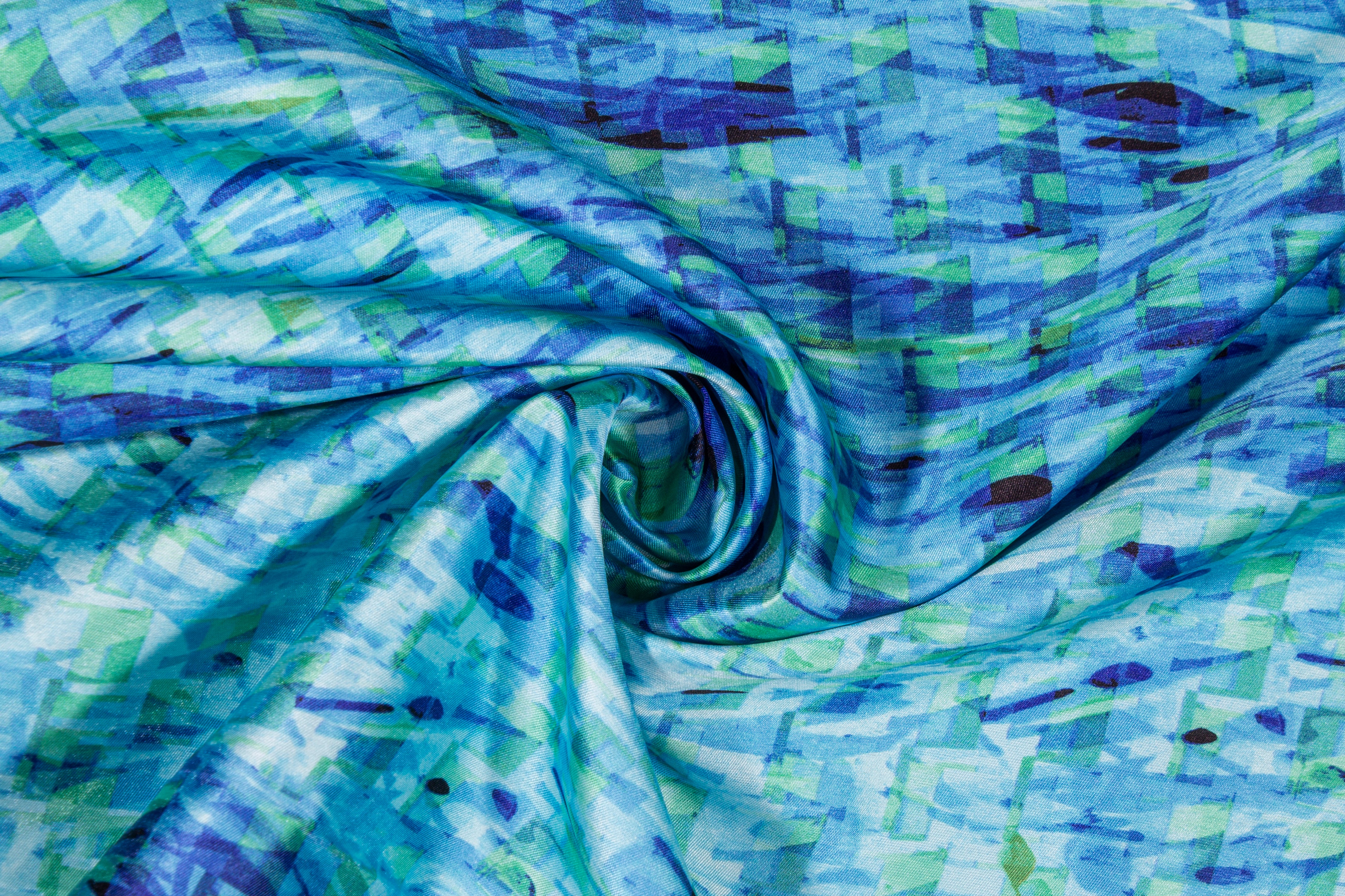 Abstract Printed Mikado - Blue / Green