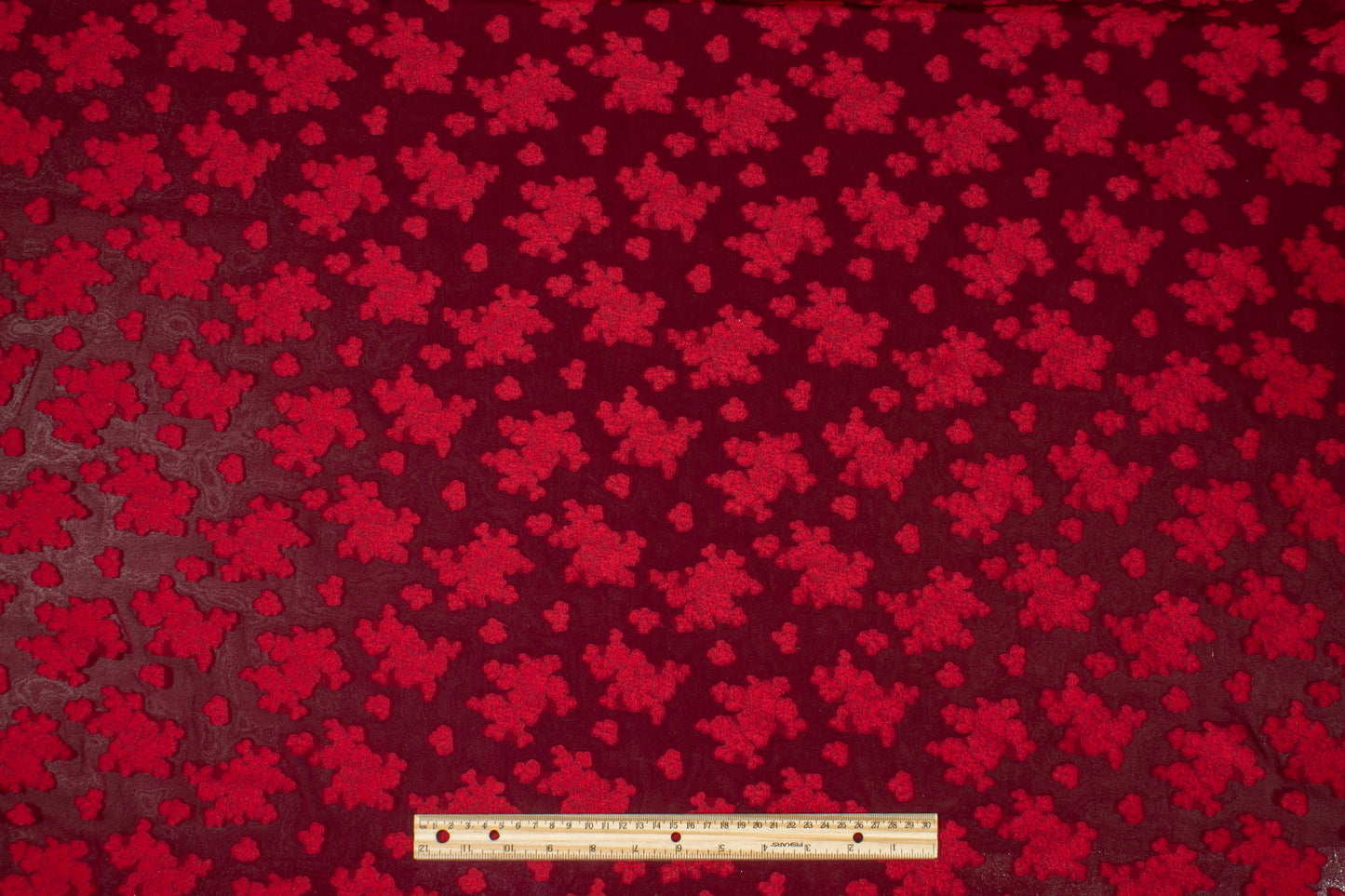 Abstract Silk Chiffon Burnout - Maroon