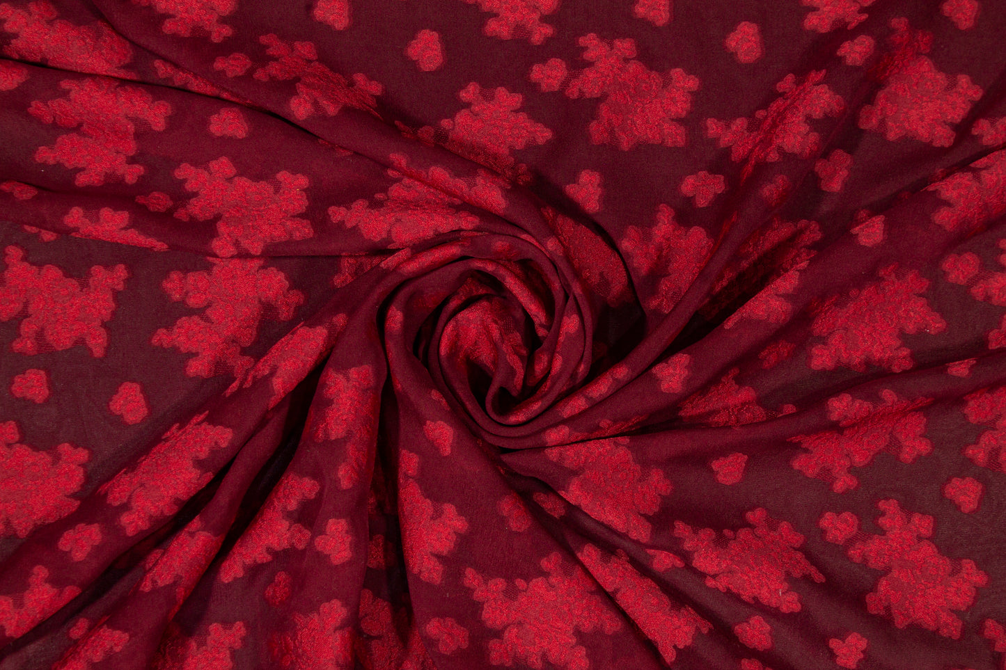 Abstract Silk Chiffon Burnout - Maroon