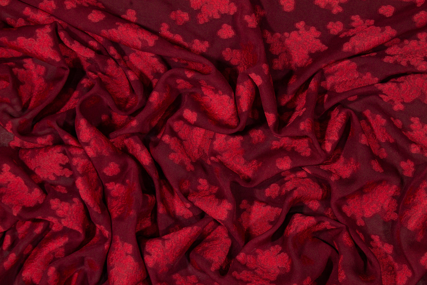 Abstract Silk Chiffon Burnout - Maroon