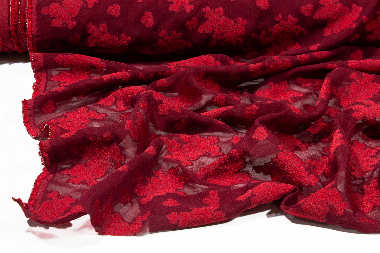 Abstract Silk Chiffon Burnout - Maroon