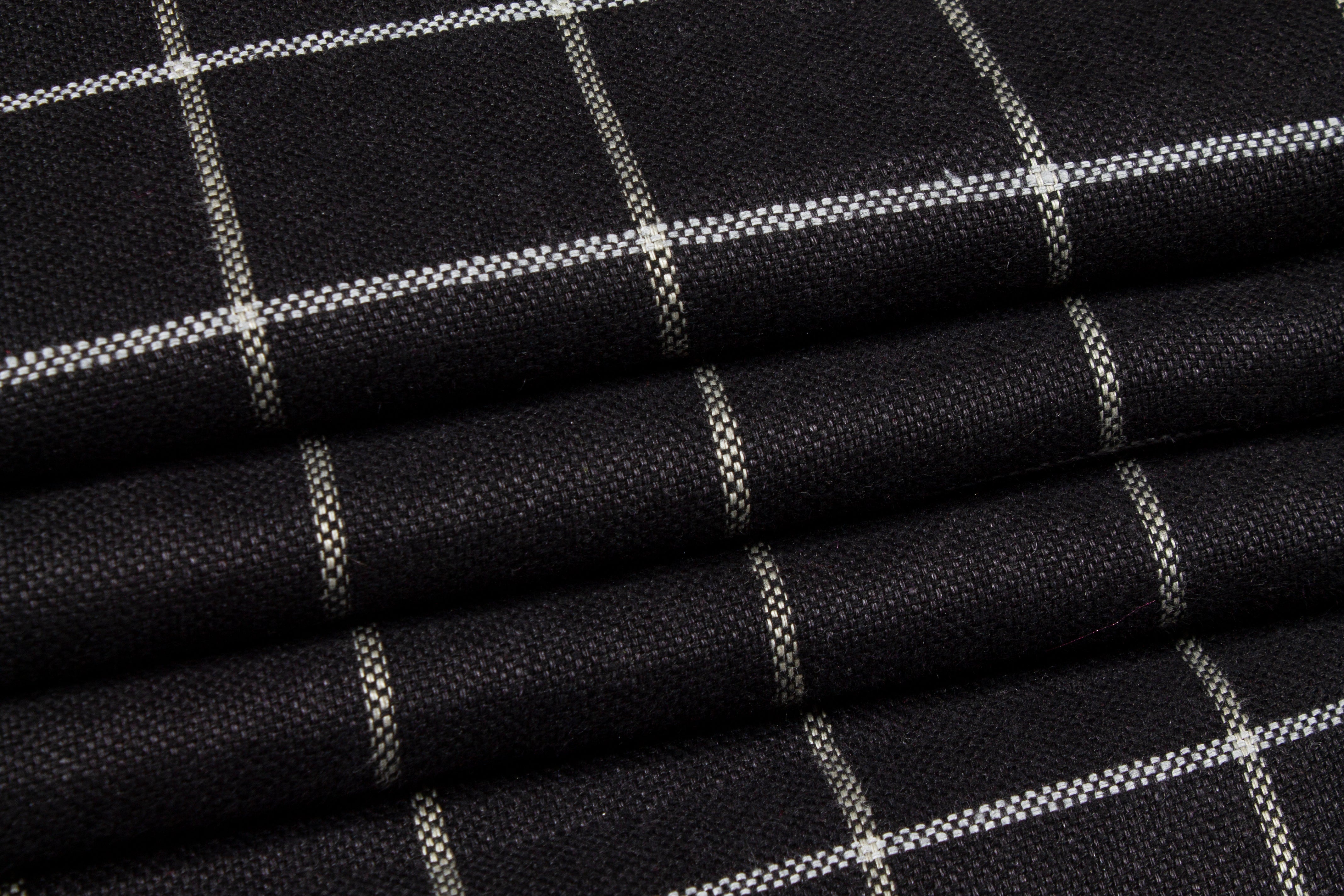 Windowpane Linen - Black and White