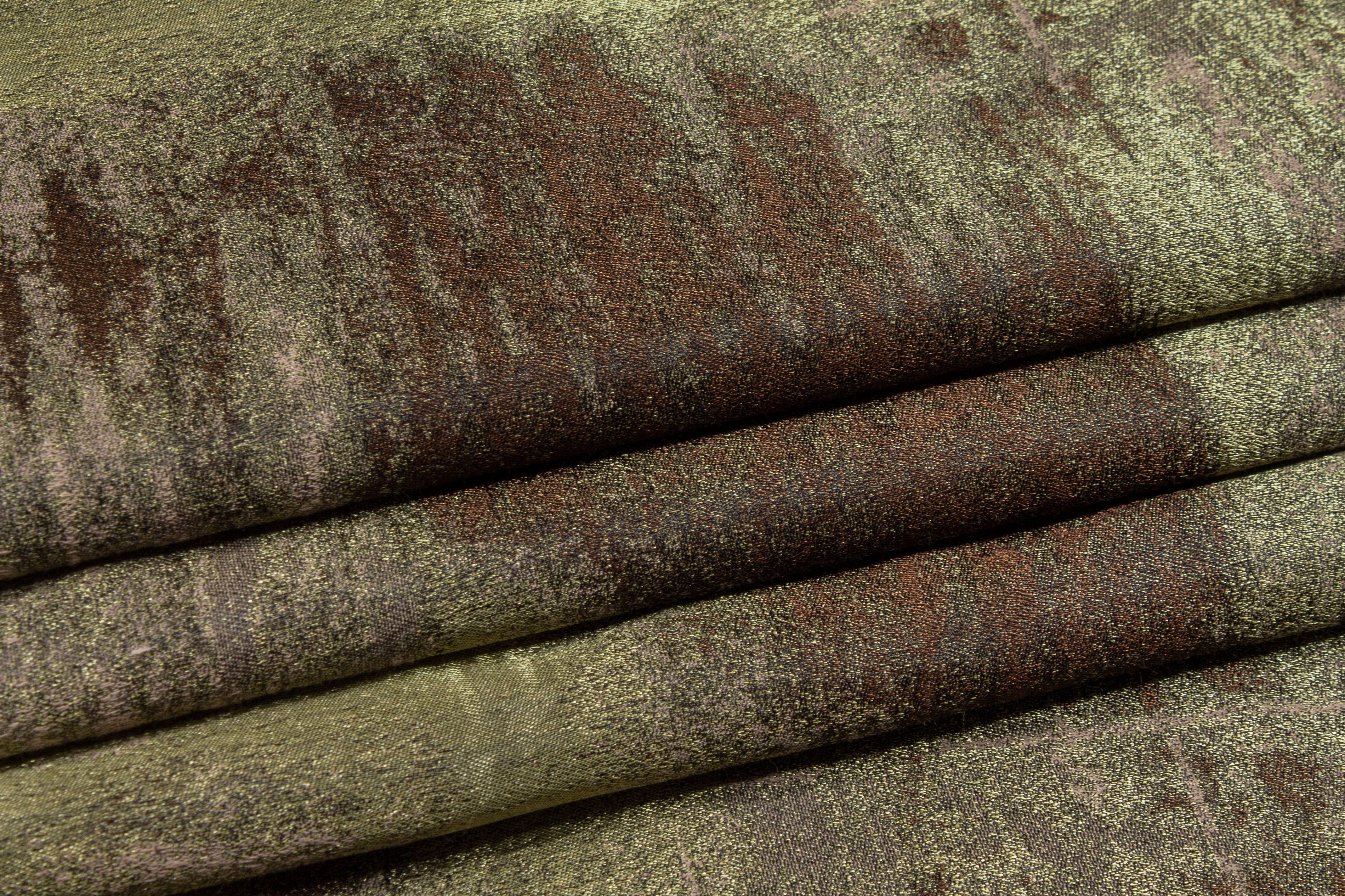 Abstract Metallic Brocade - Olive Green and Brown