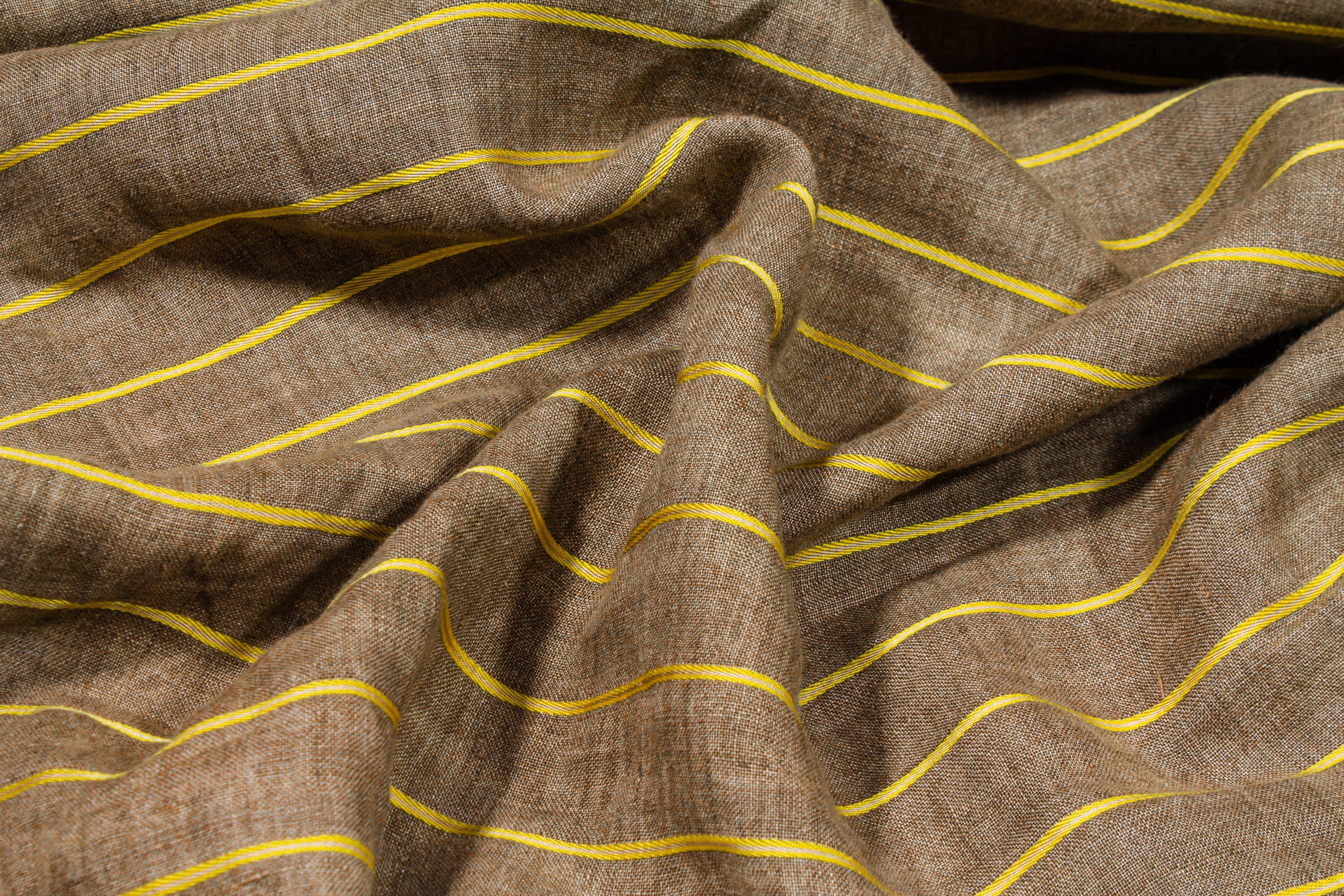 Striped Linen - Brown / Yellow