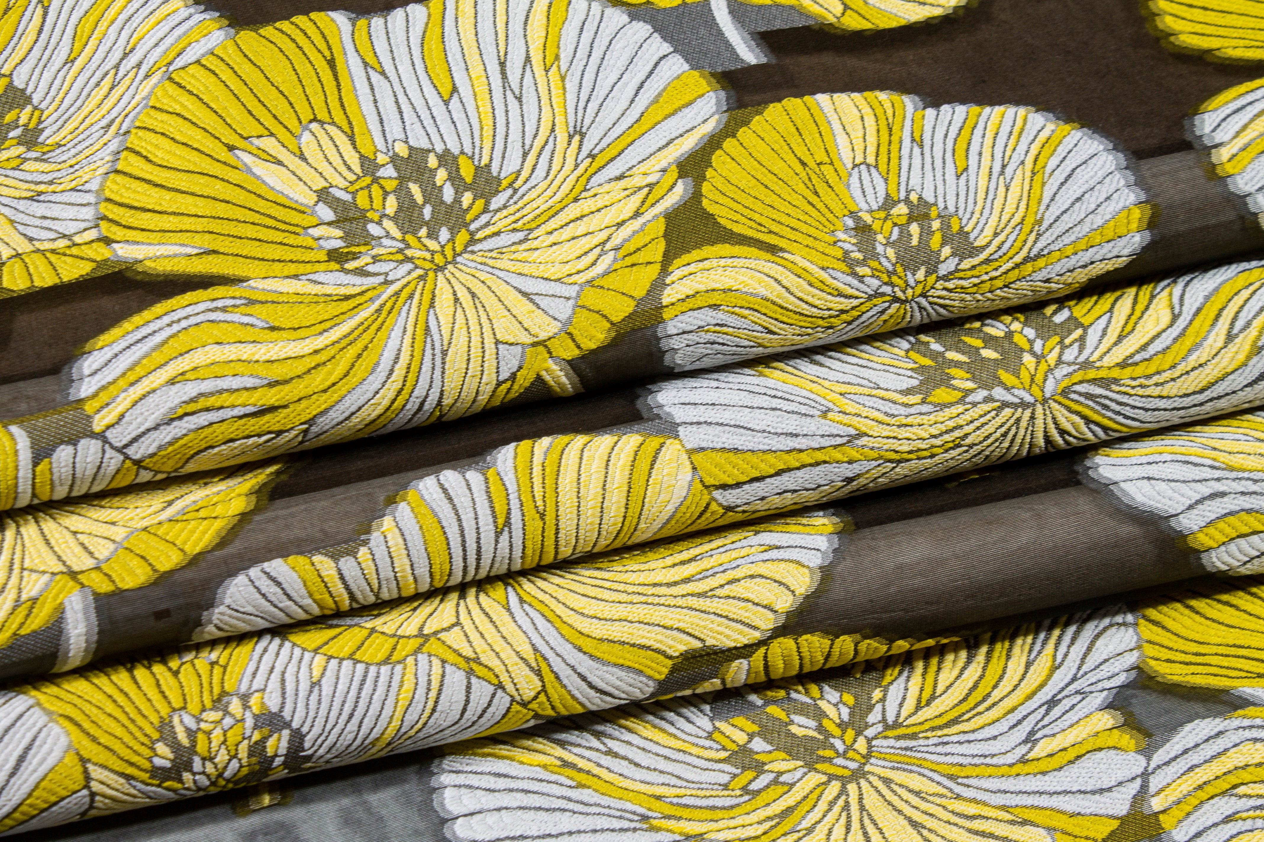 Floral Organza Burnout - Yellow / Black / White