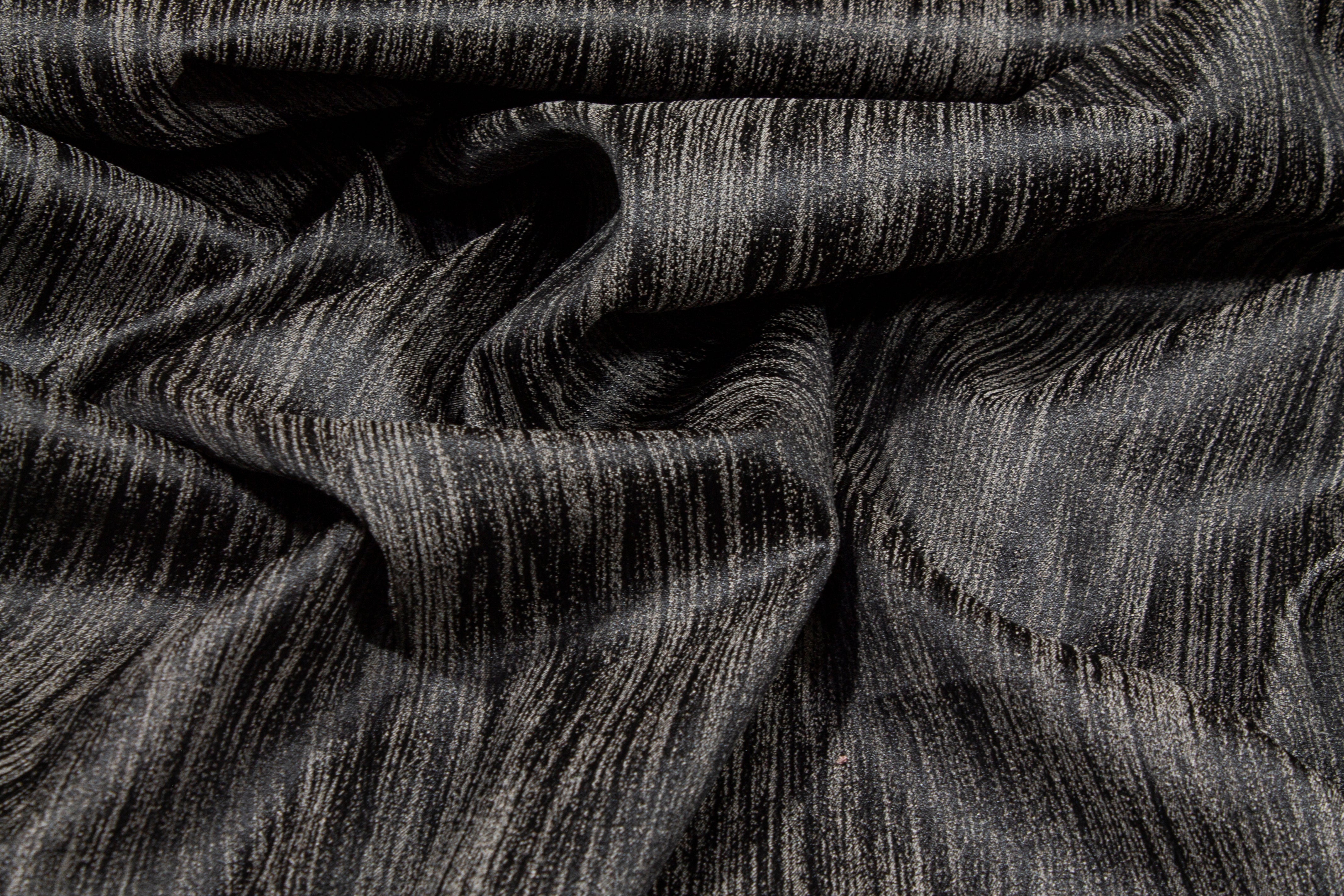 Streak Design Stretch Brocade - Charcoal Gray