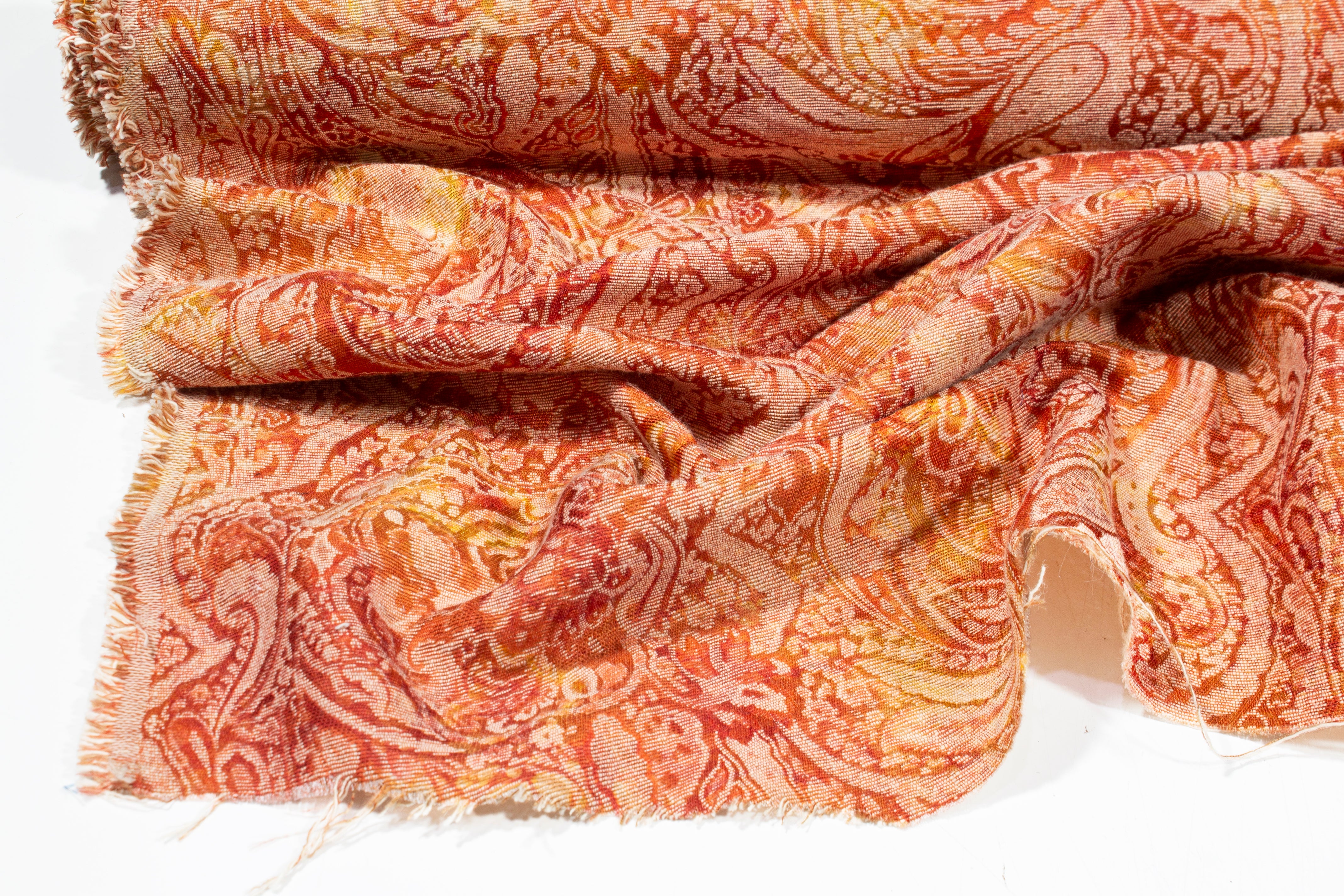 Abstract Paisley Printed Brocade - Orange Red