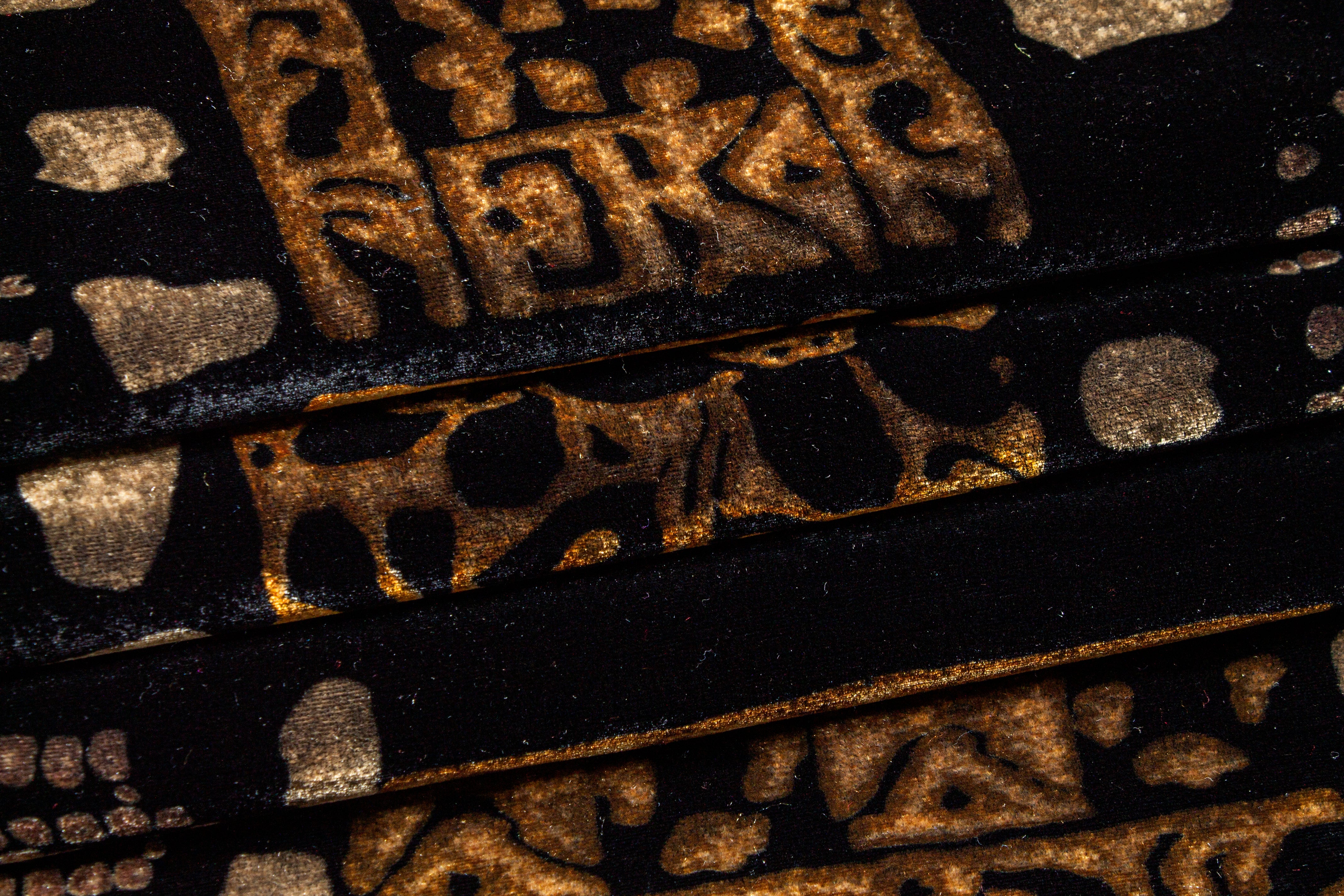 Abstract Silk Viscose Velvet - Black and Brown