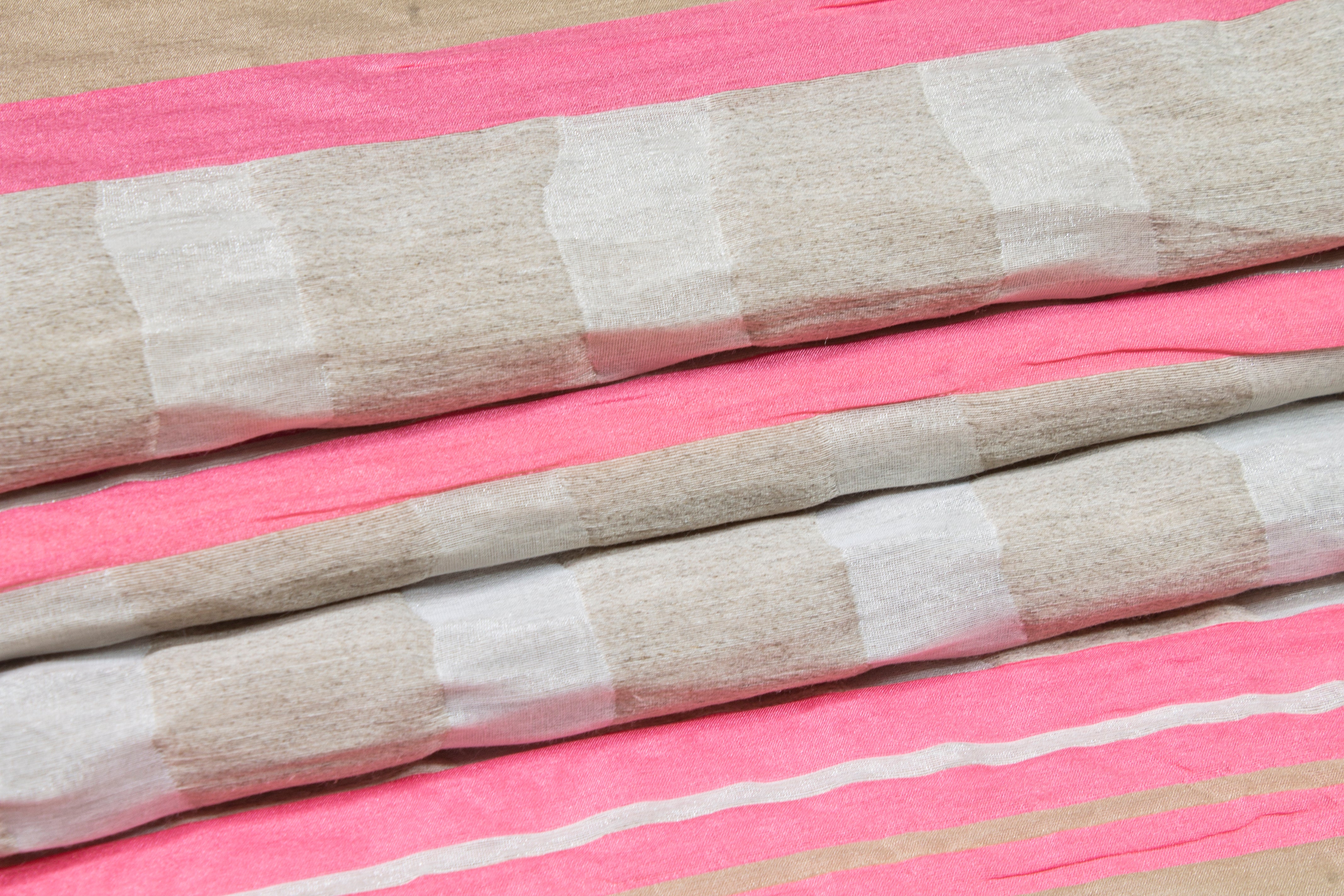 Striped Novelty Brocade - Pink and Beige