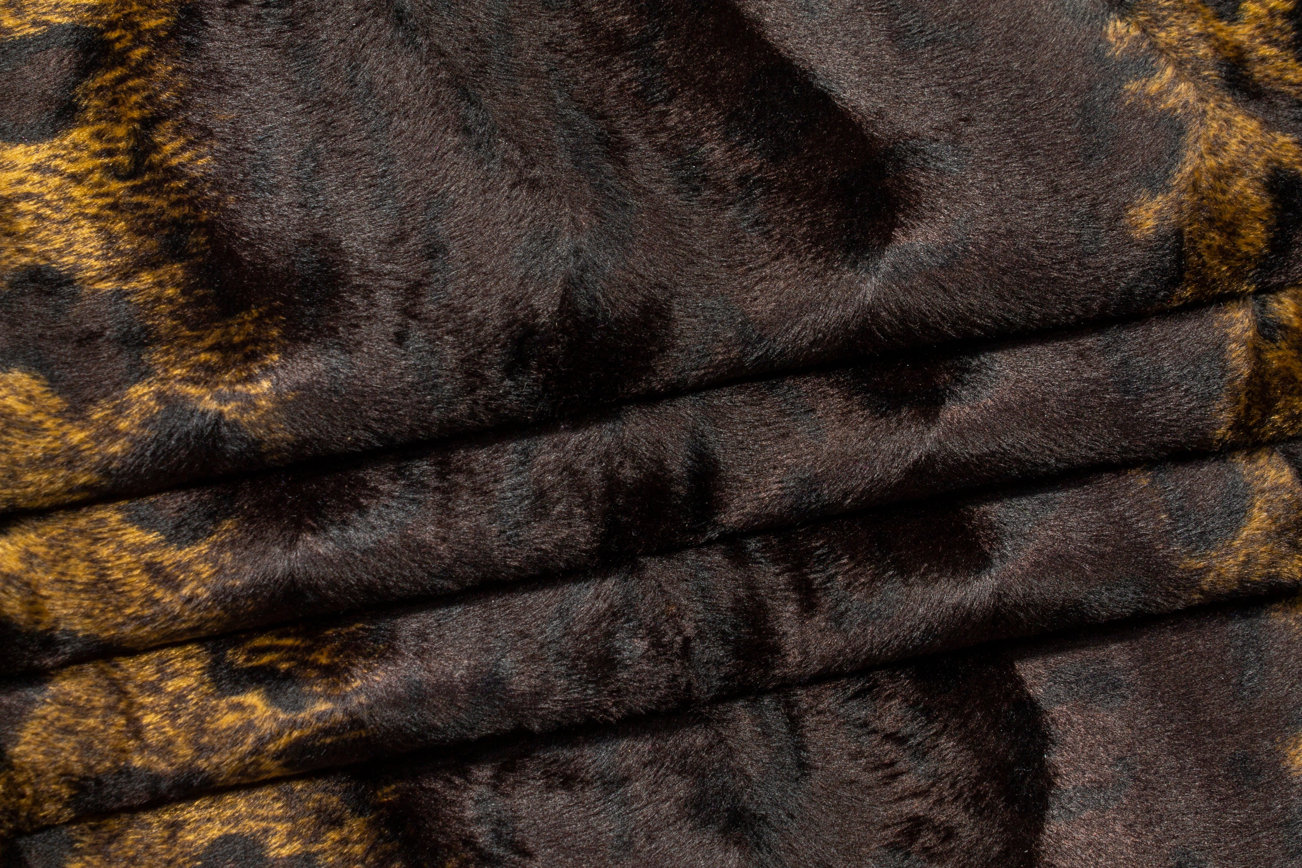 Striped Cheetah Print Faux Fur - Brown