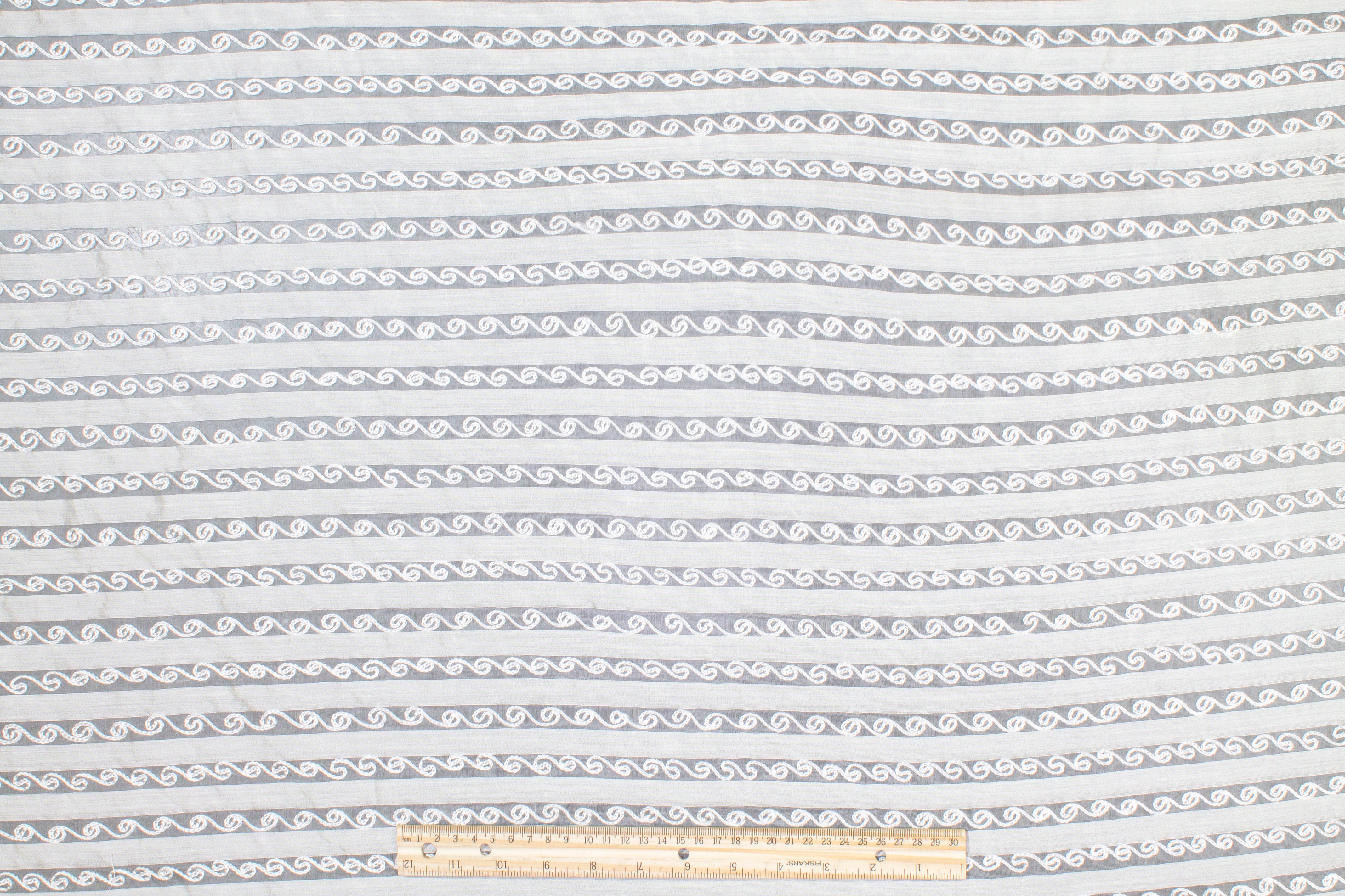 Embroidered Silk Viscose Organza - Ivory