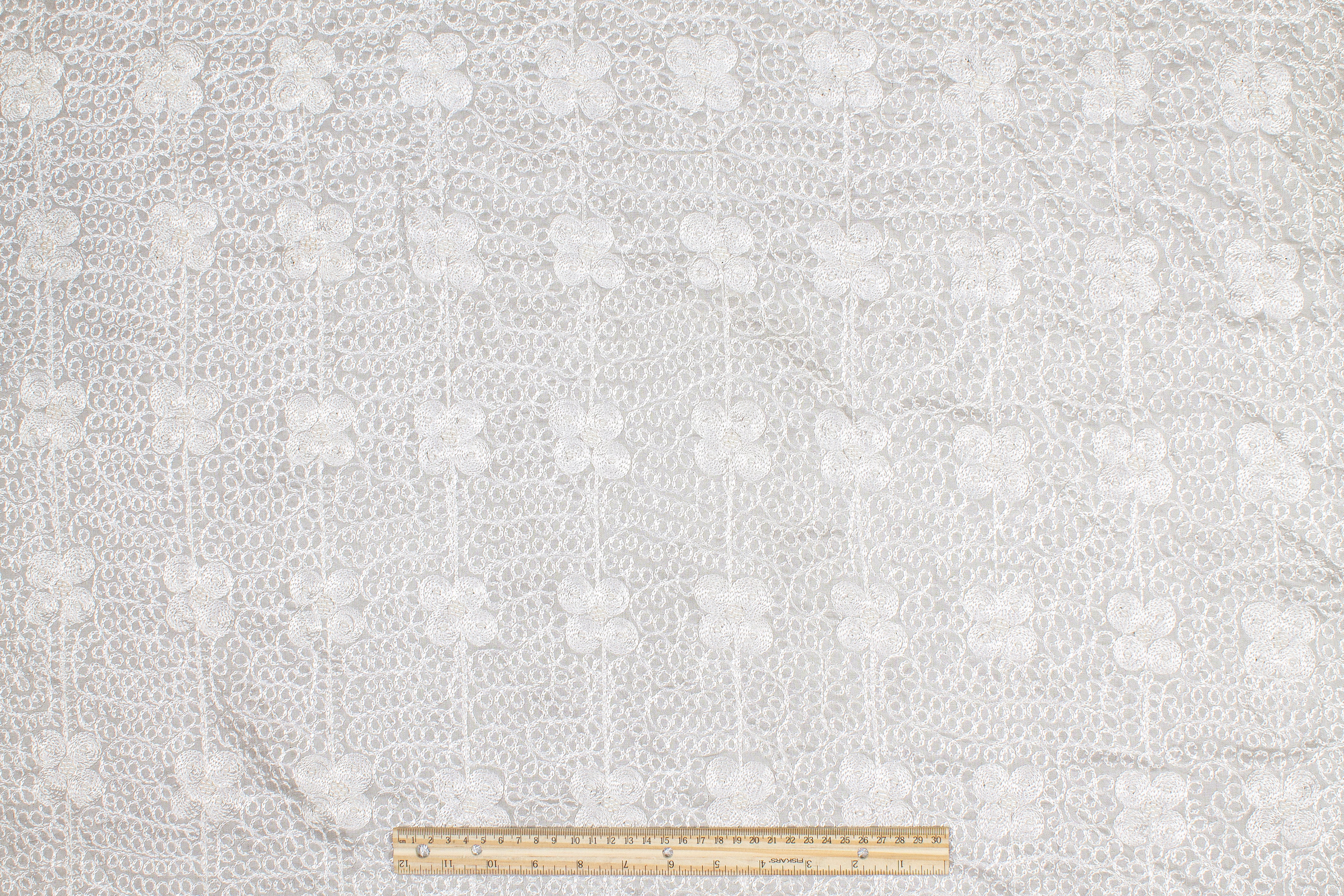 Embroidered and Beaded Silk Viscose Organza - Off White