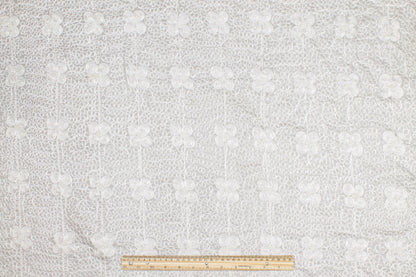 Embroidered and Beaded Silk Viscose Organza - Off White