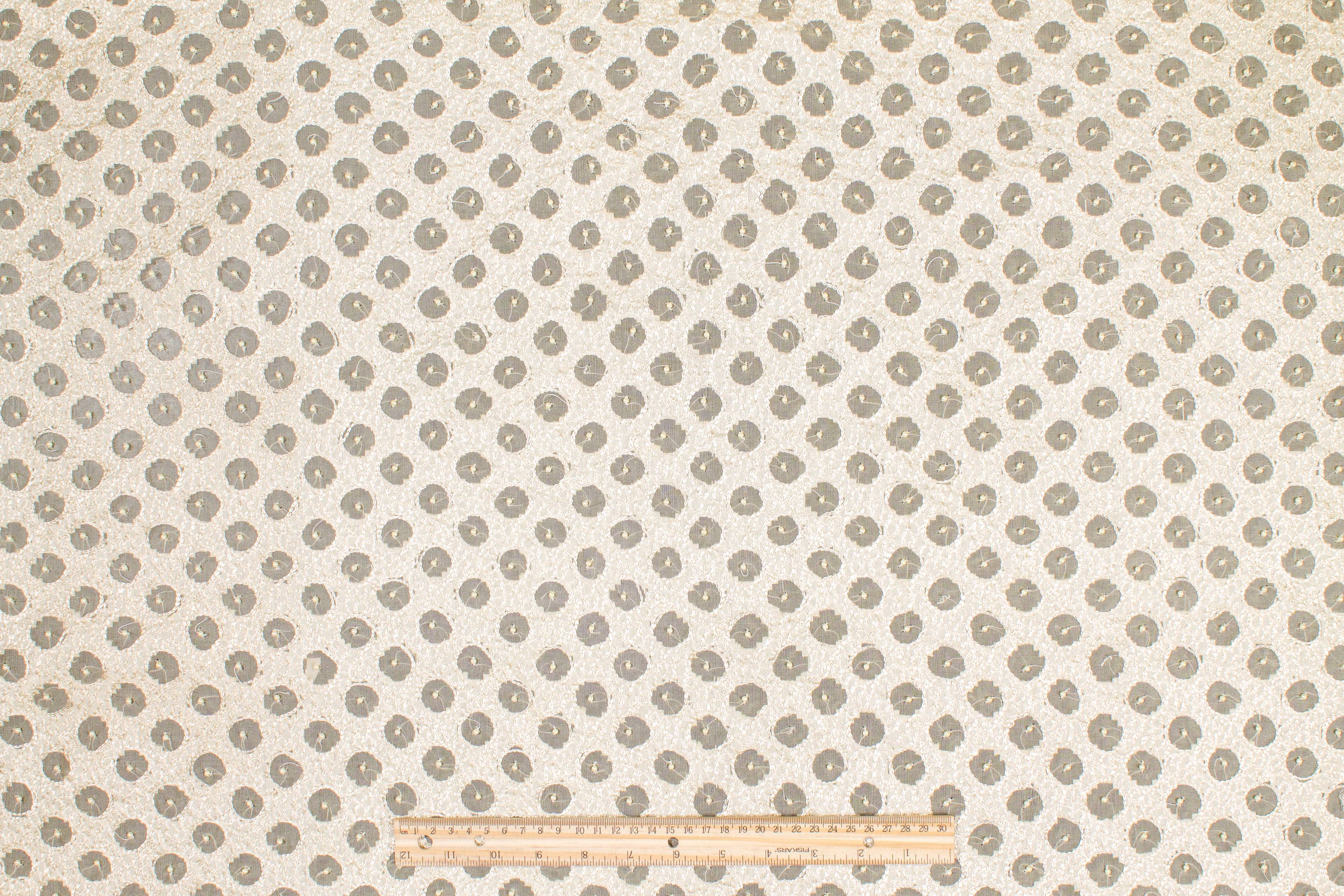 Embroidered and Beaded Silk Viscose Organza - Ivory / Cream