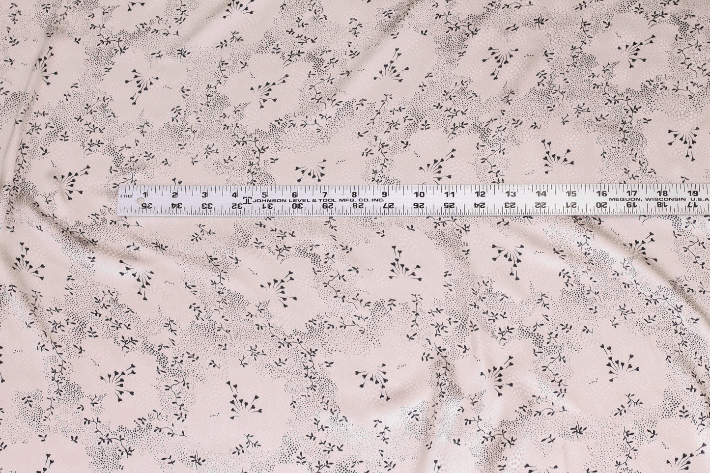 Printed Italian Silk Jacquard - Light Taupe / Black