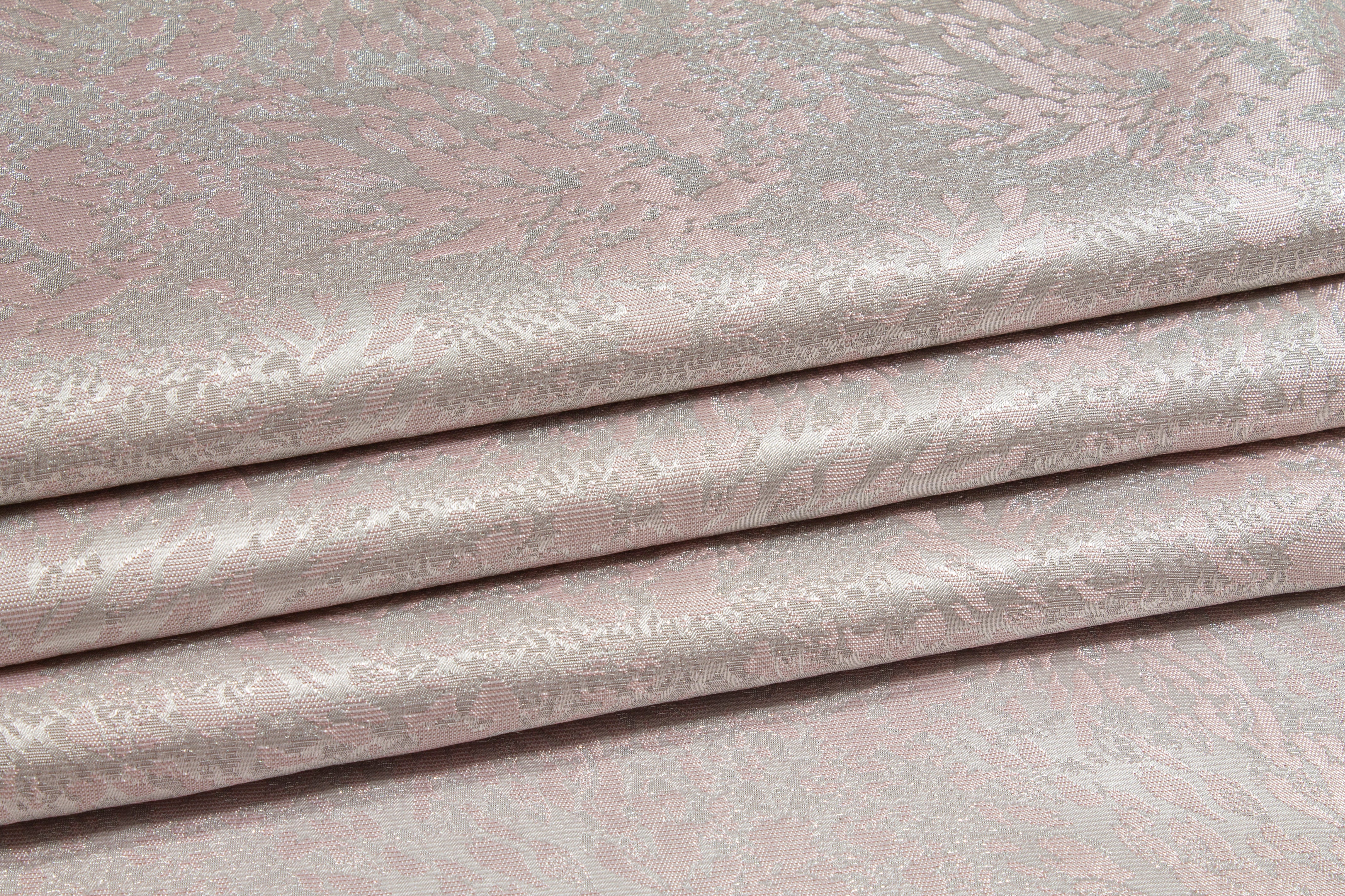 Abstract Metallic Brocade - Pink and Silver
