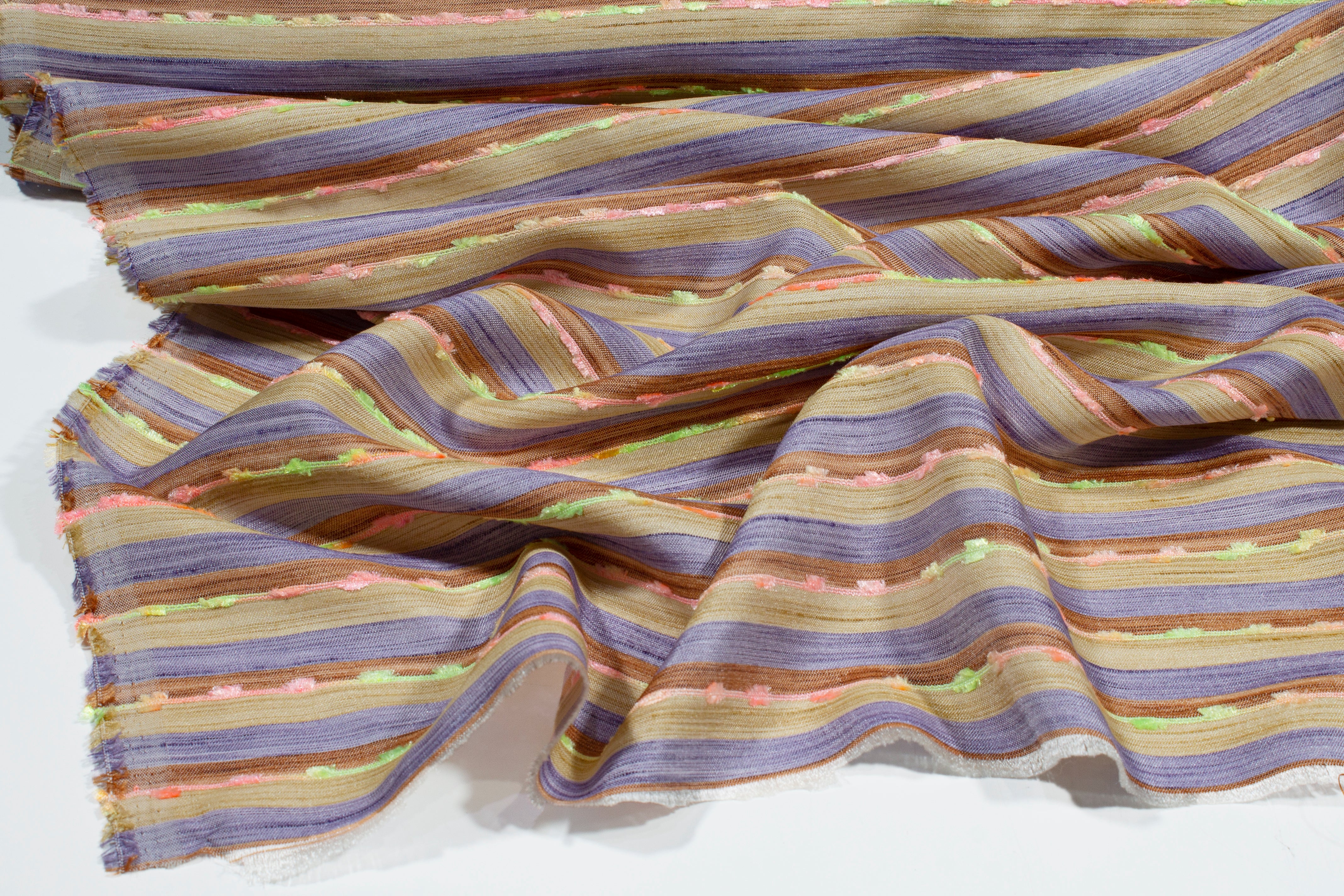 Striped Embroidered Italian Jacquard - Multicolor