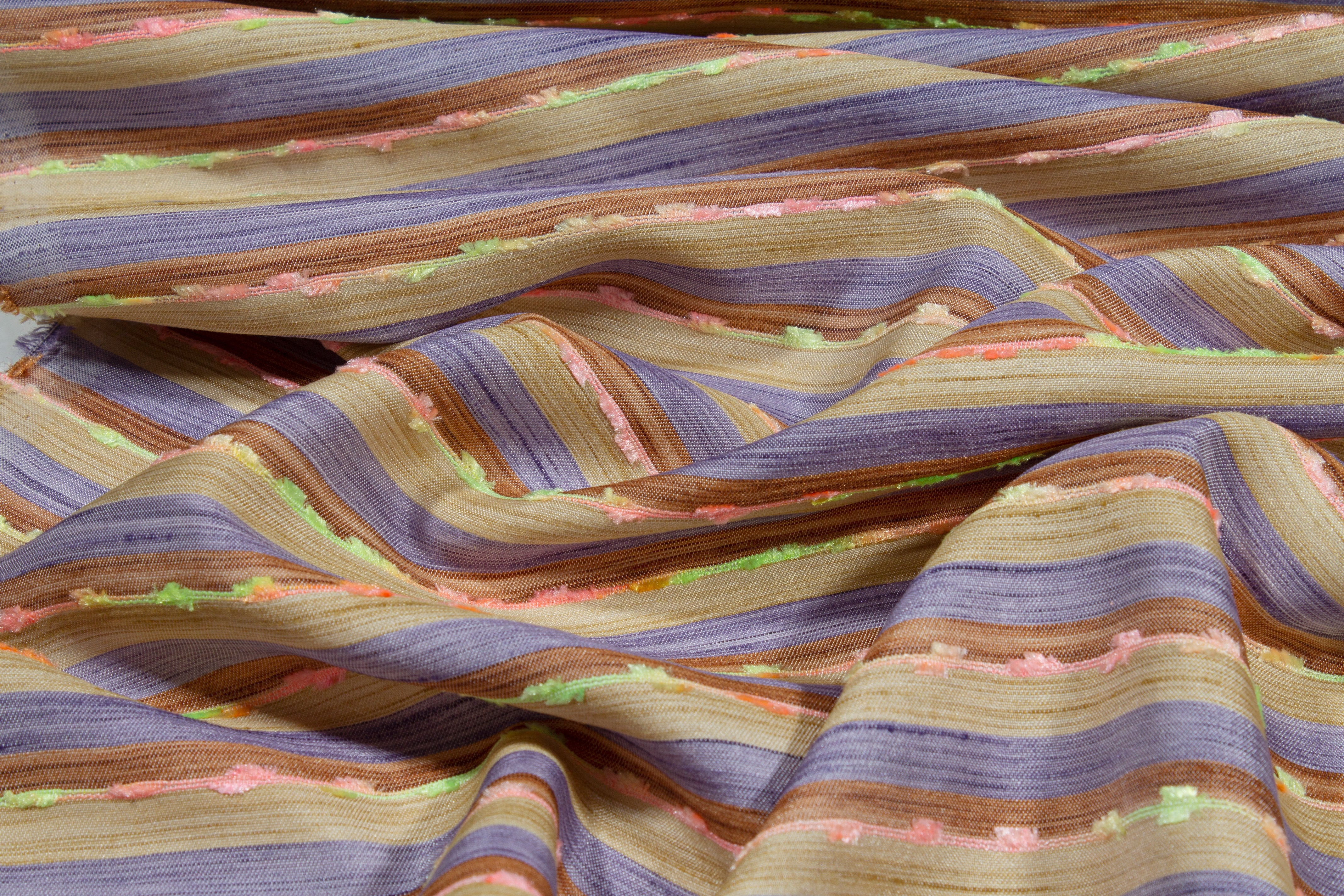 Striped Embroidered Italian Jacquard - Multicolor