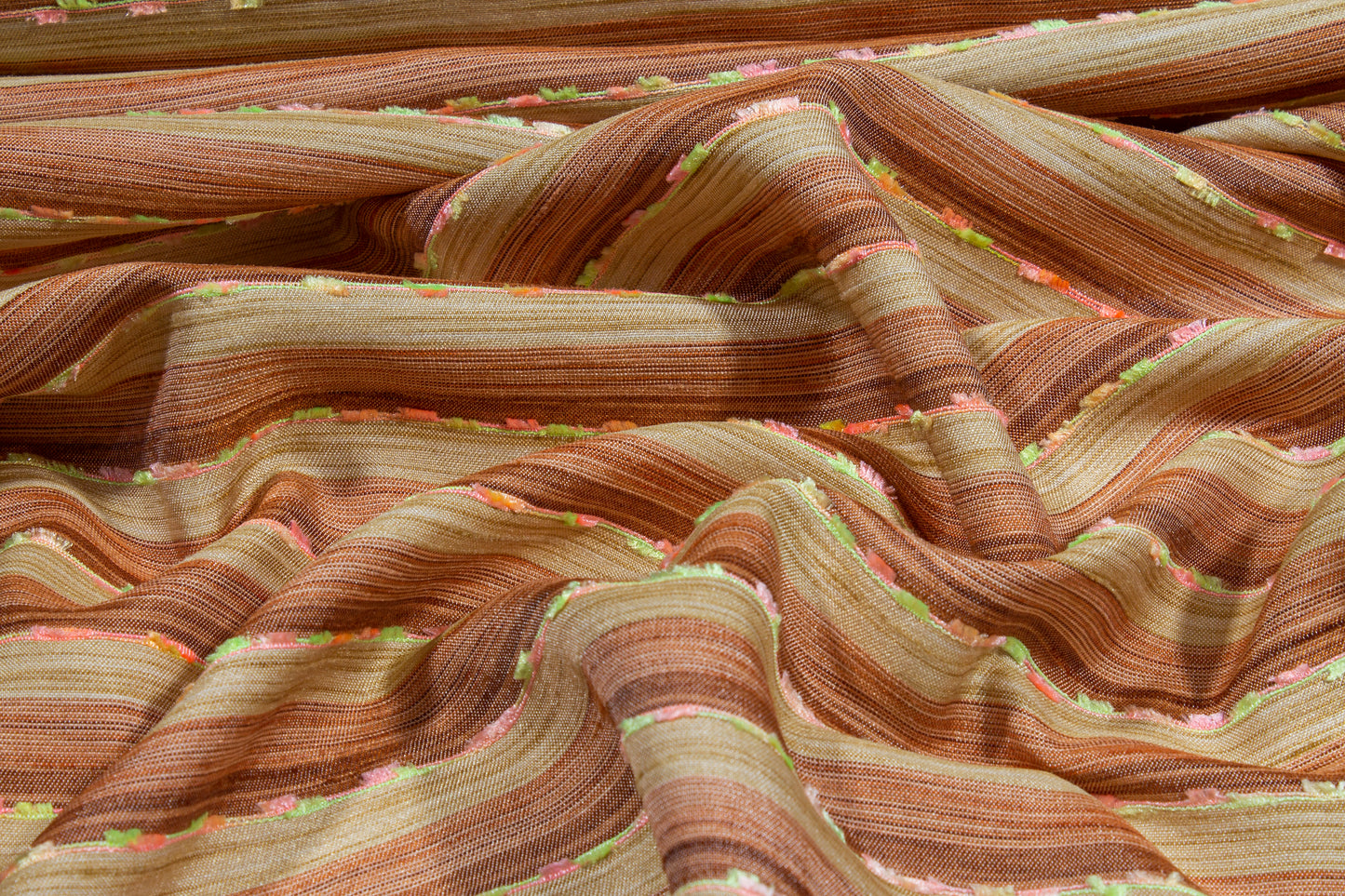 Striped Embroidered Italian Jacquard - Multicolor