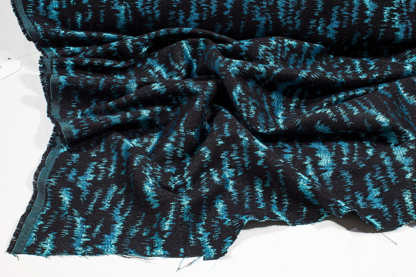 Static Metallic Brocade - Electric Blue and Black