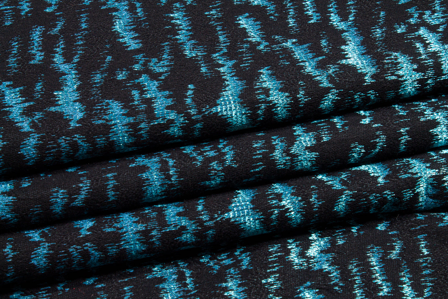 Static Metallic Brocade - Electric Blue and Black