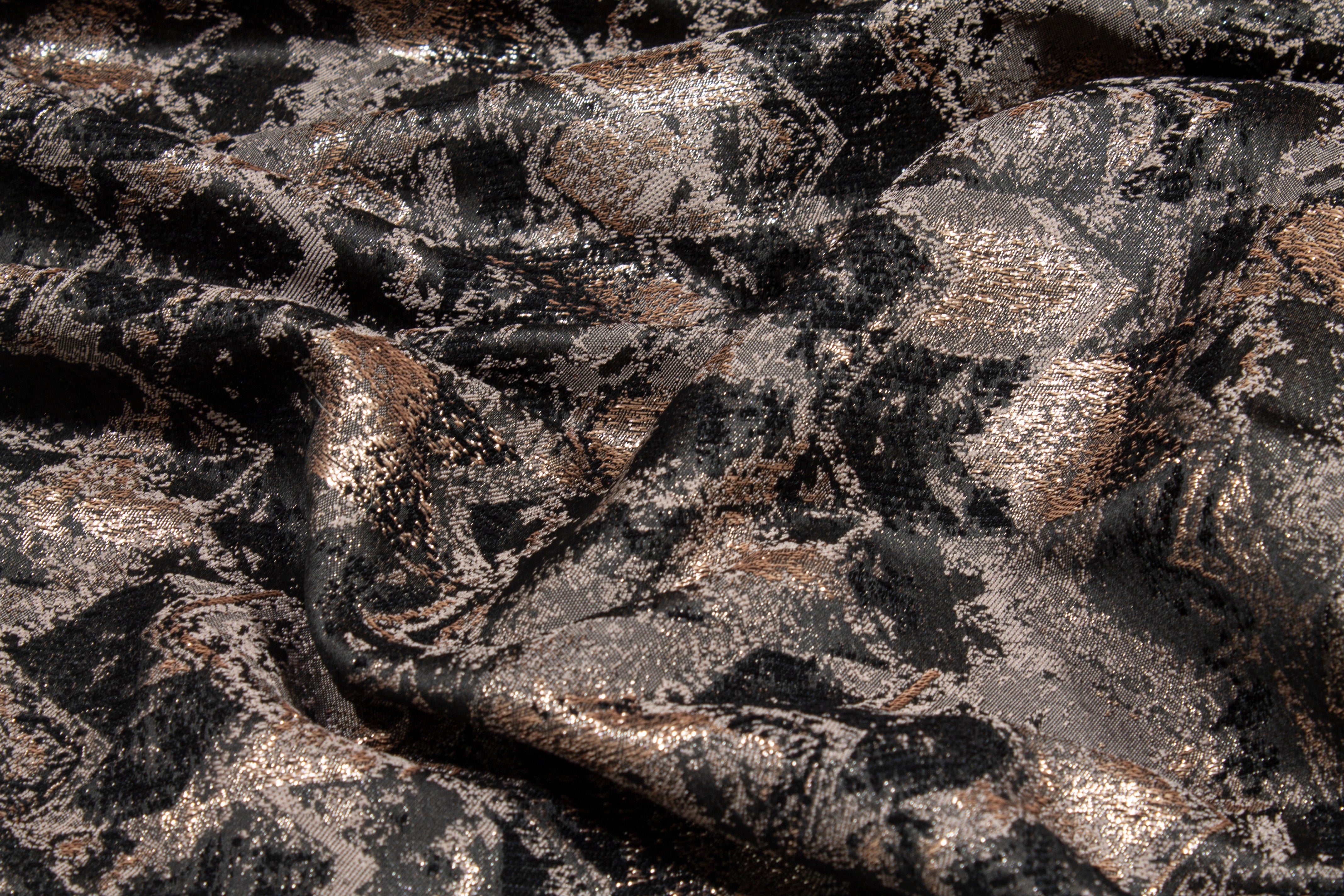 Abstract Metallic Brocade - Bronze and Black