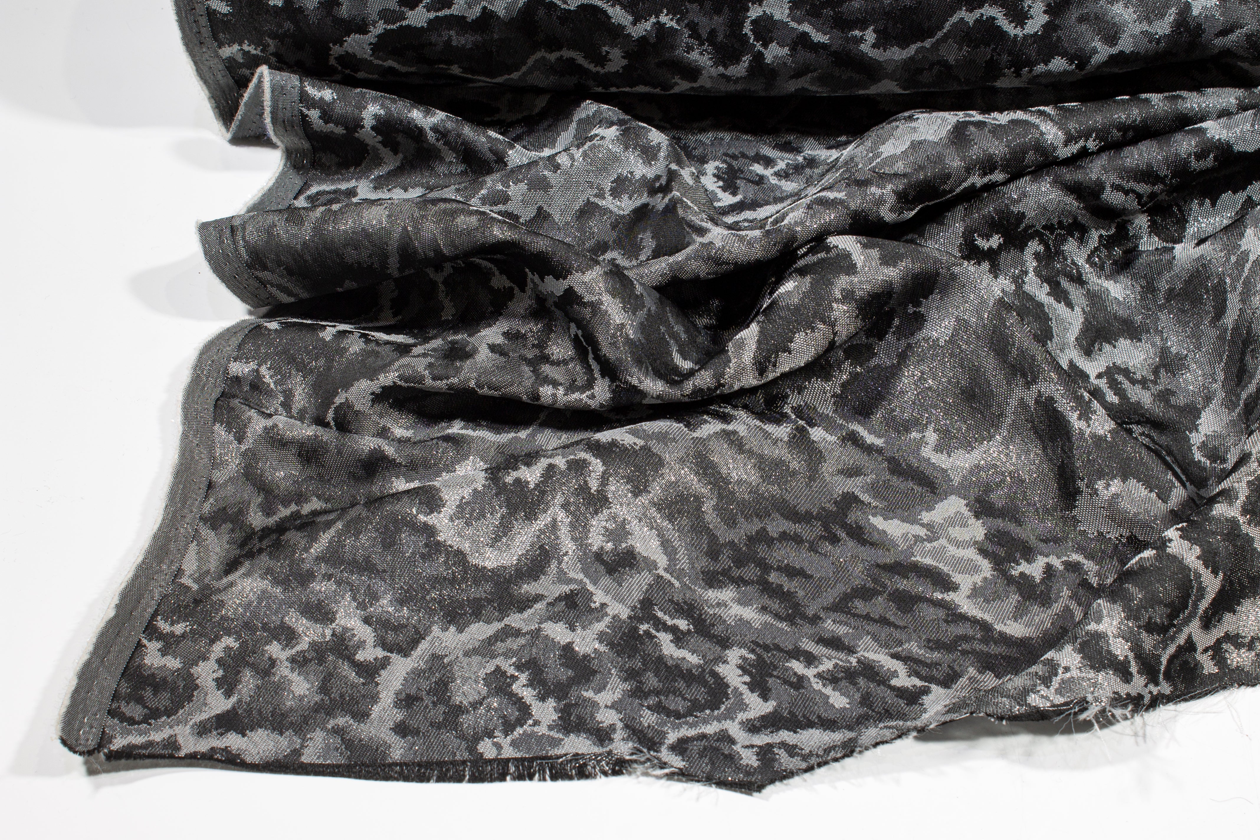 Abstract Metallic Brocade - Charcoal Gray