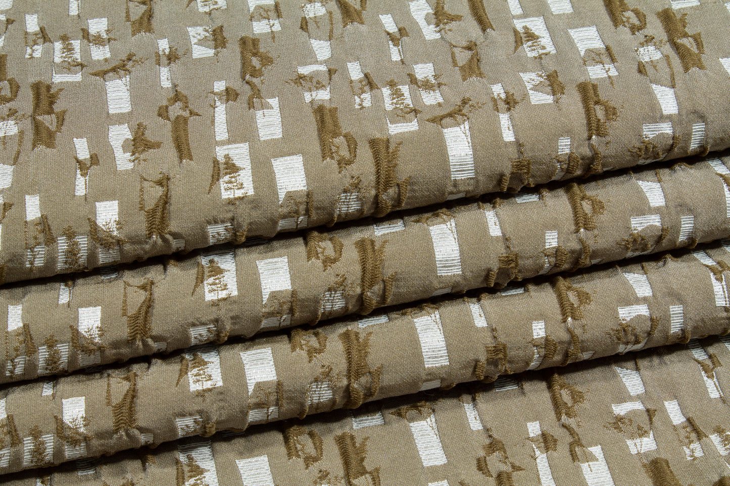 Abstract Crushed Metallic Brocade - Khaki