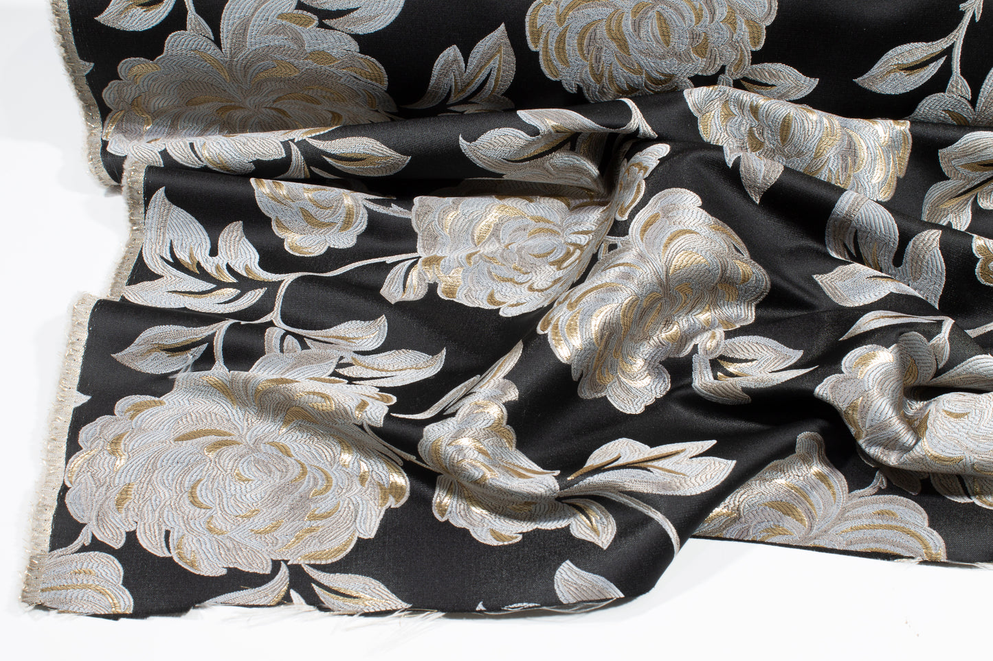 Metallic Floral Brocade - Taupe, Gray, Black, Gold