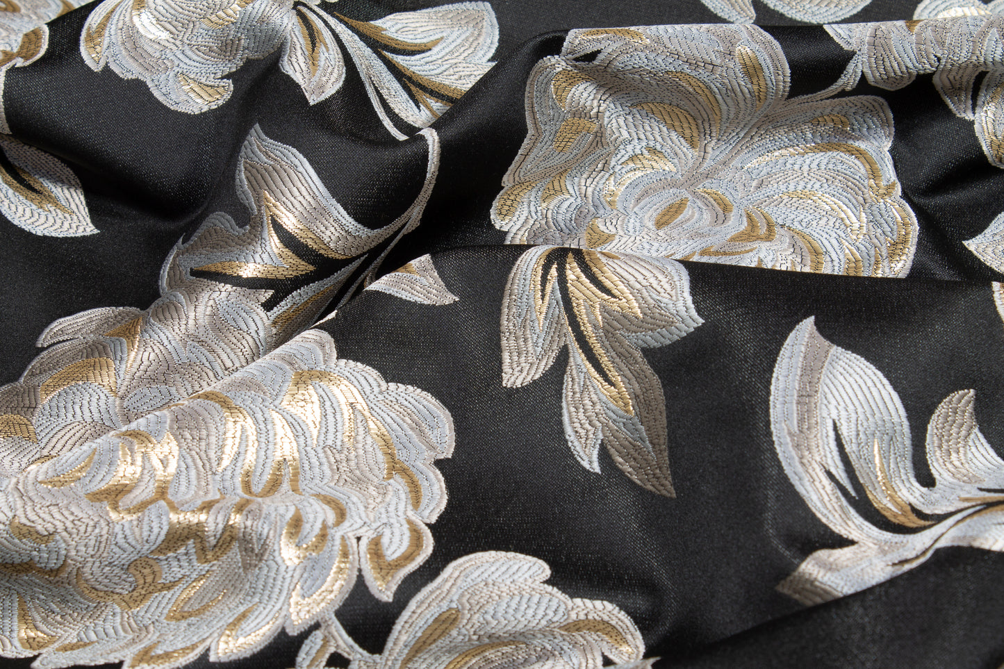 Metallic Floral Brocade - Taupe, Gray, Black, Gold