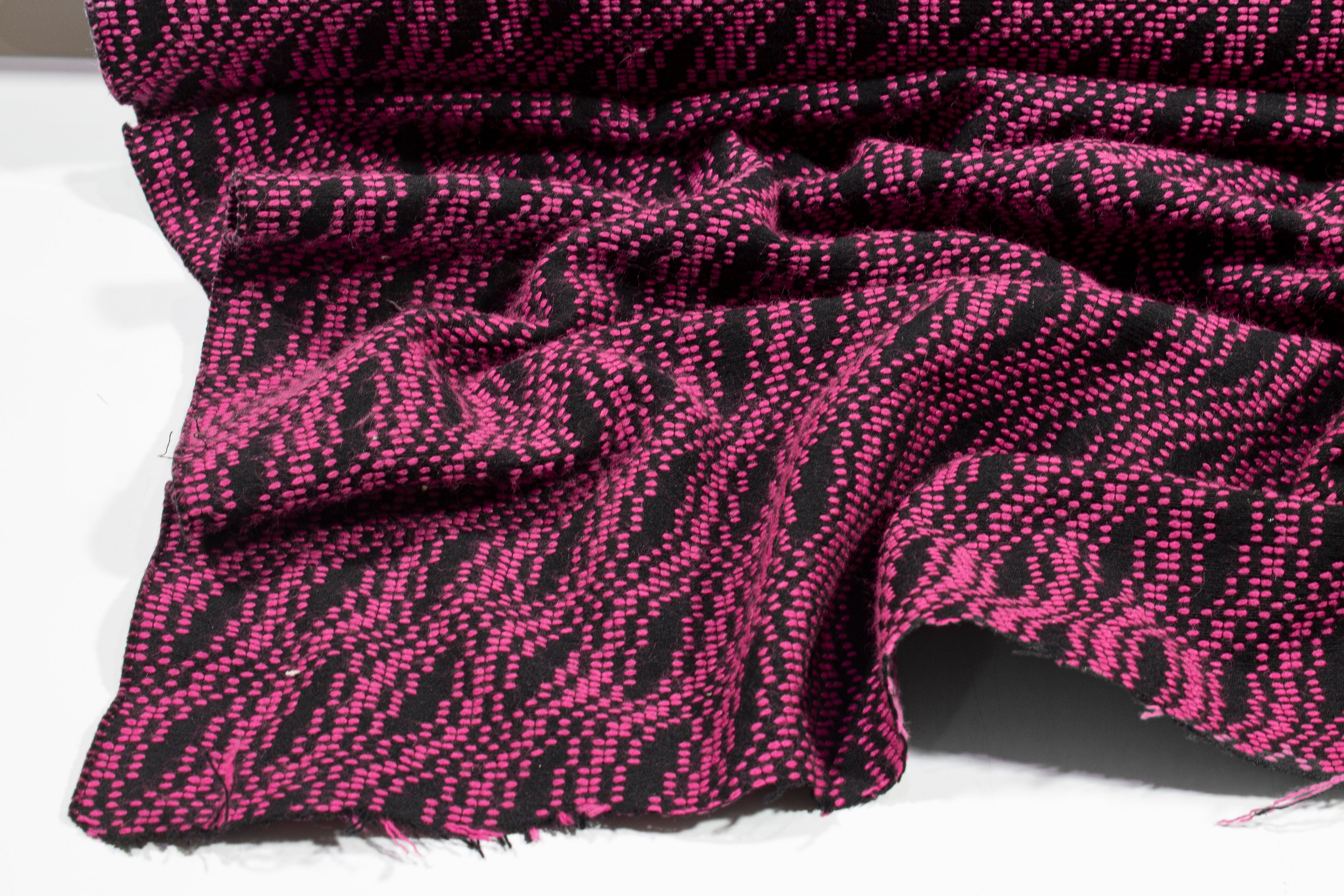 Poly Cotton Brocade - Black and Fuchsia