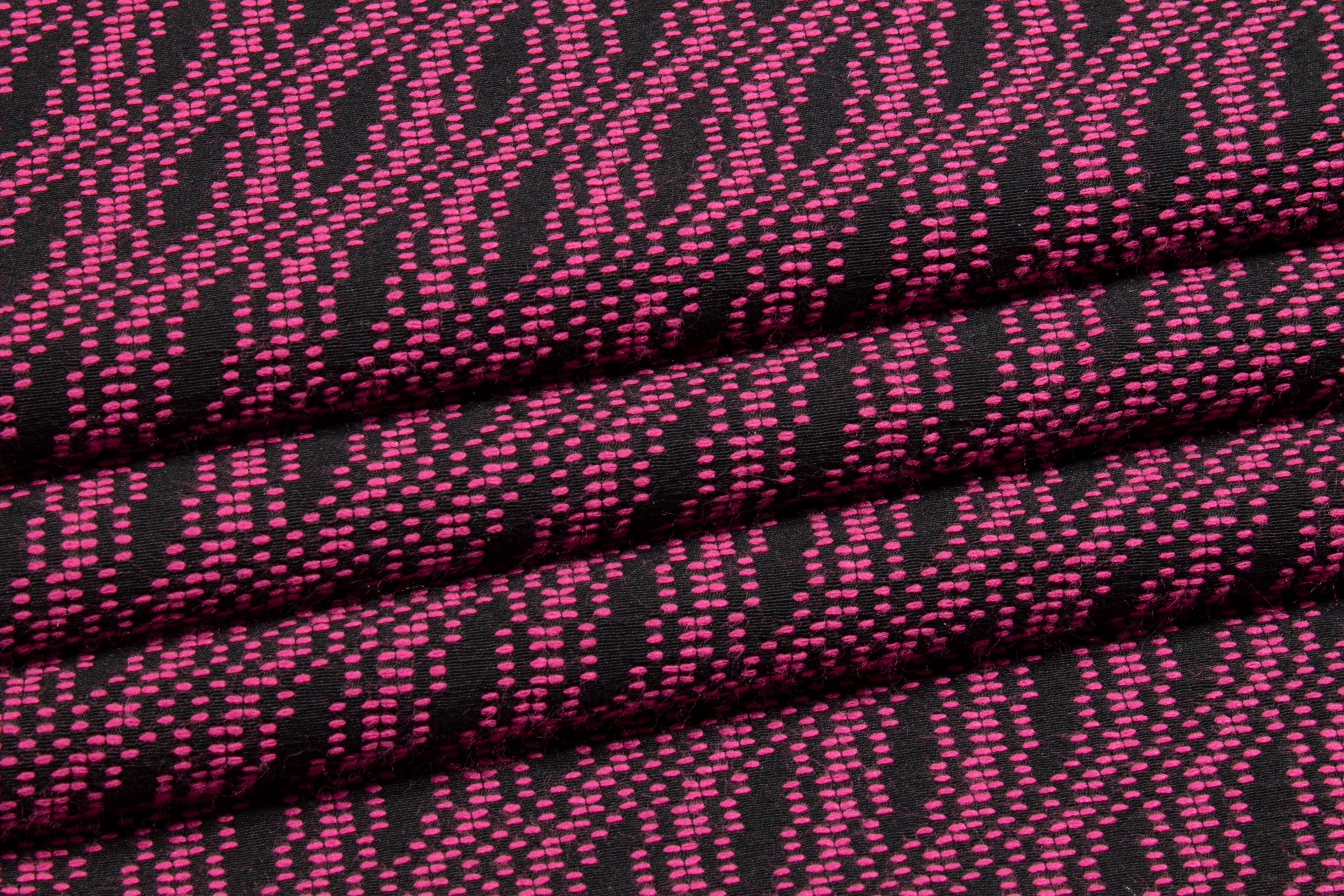 Poly Cotton Brocade - Black and Fuchsia