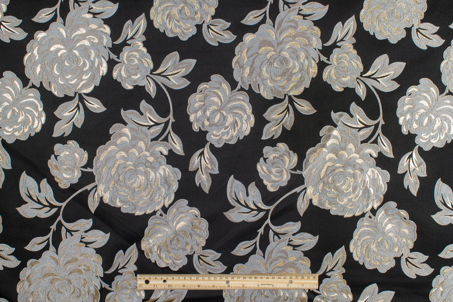 Metallic Floral Brocade - Taupe, Gray, Black, Gold