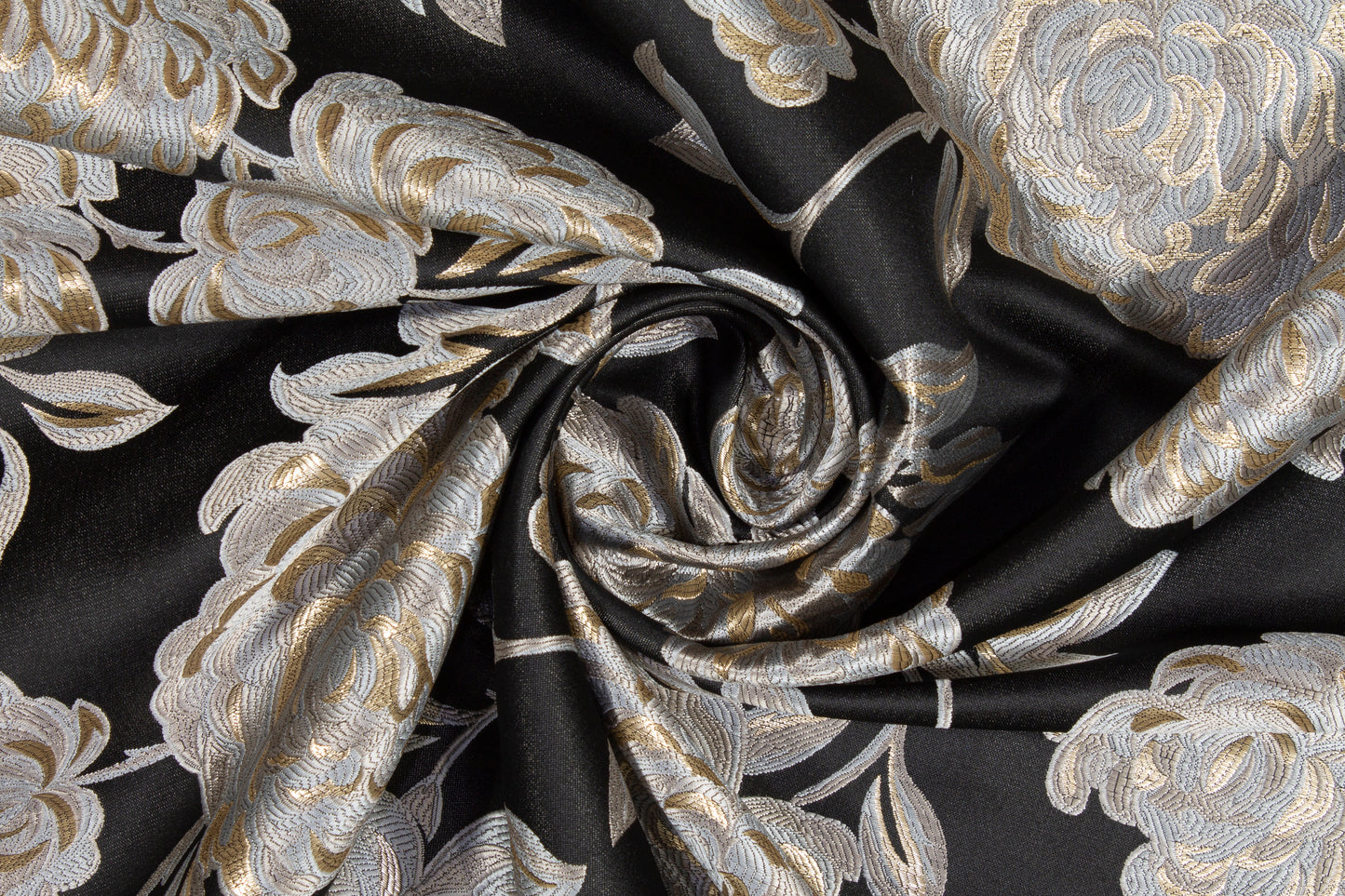 Metallic Floral Brocade - Taupe, Gray, Black, Gold