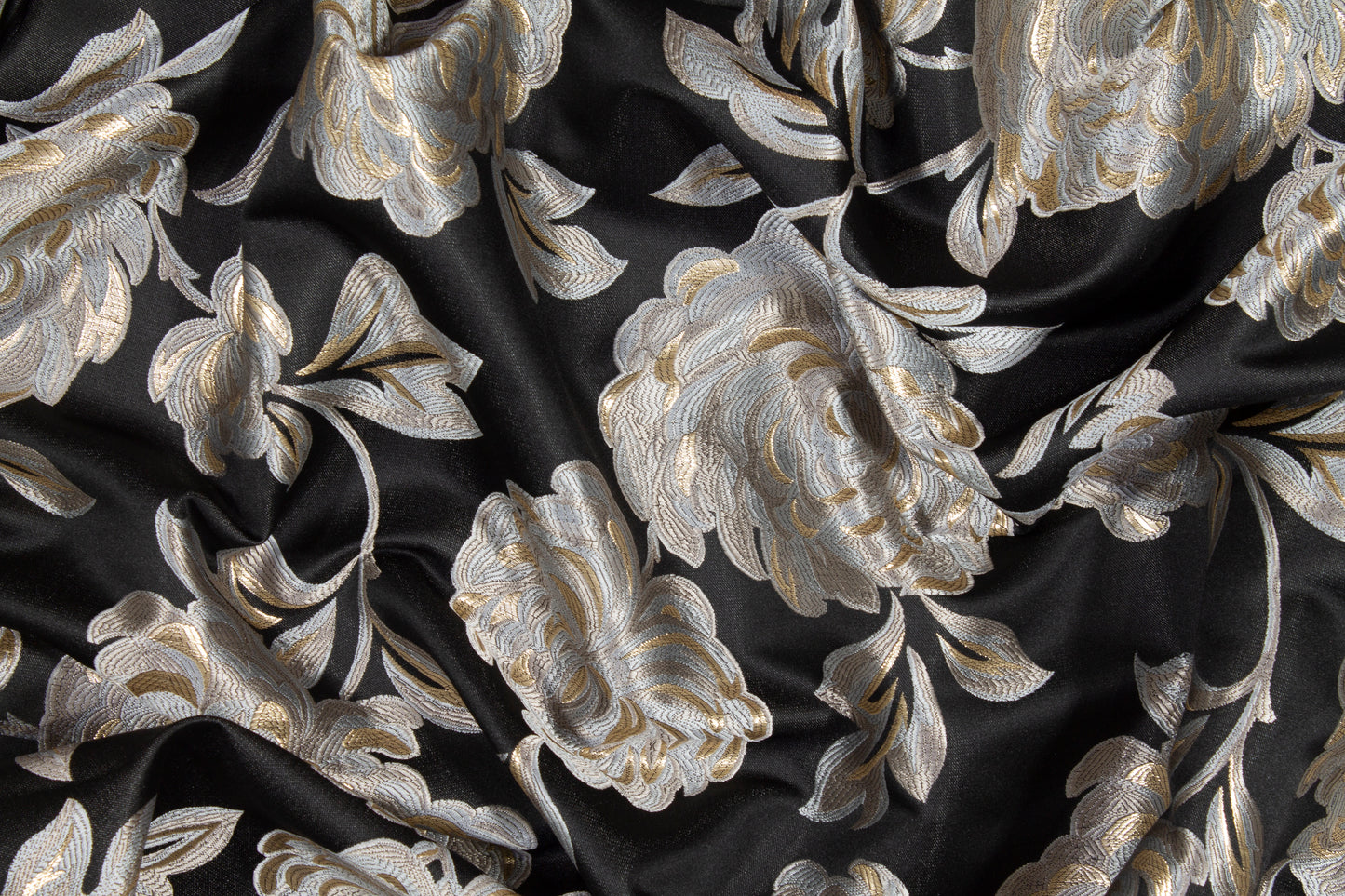Metallic Floral Brocade - Taupe, Gray, Black, Gold