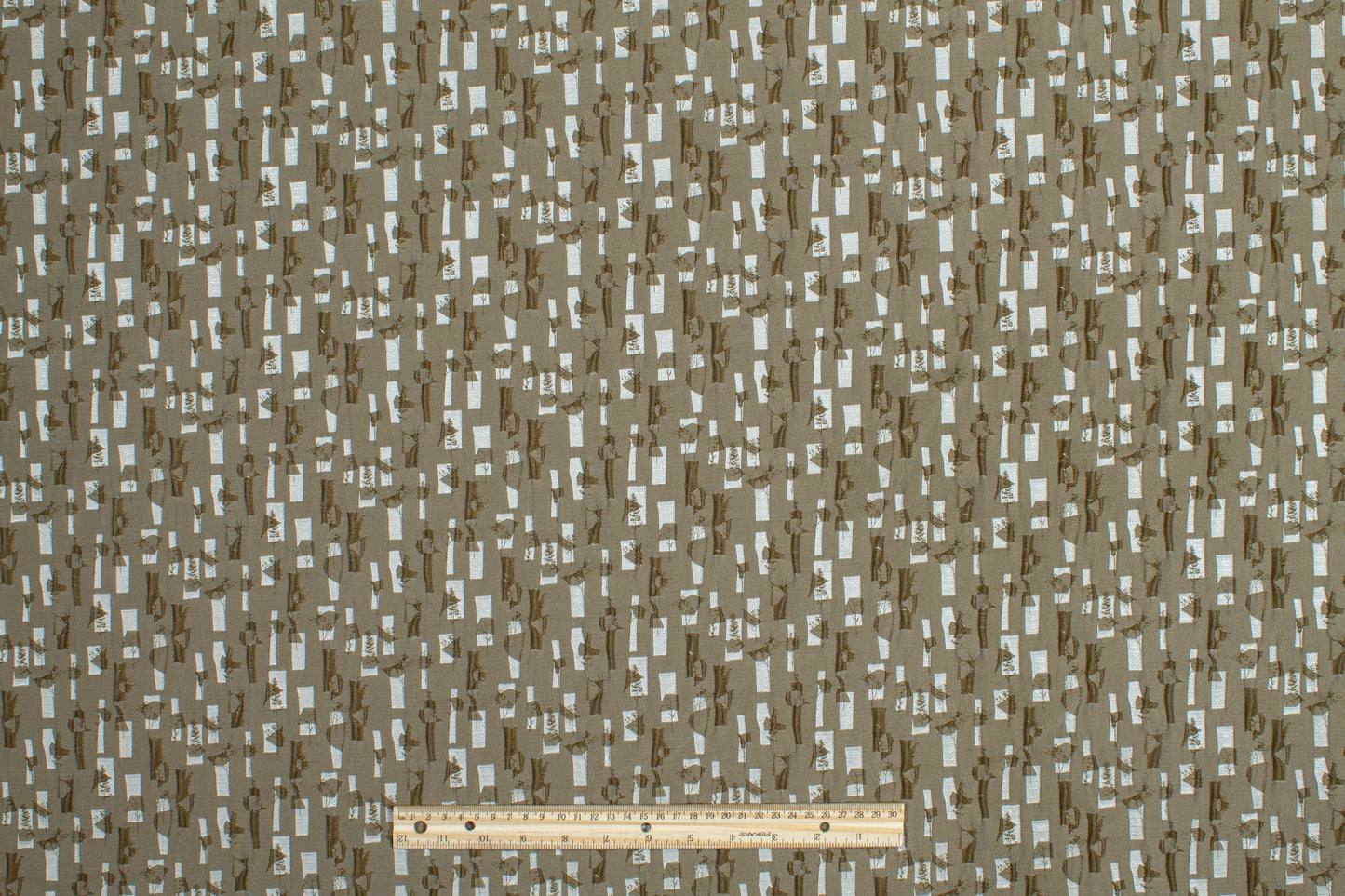 Abstract Crushed Metallic Brocade - Khaki