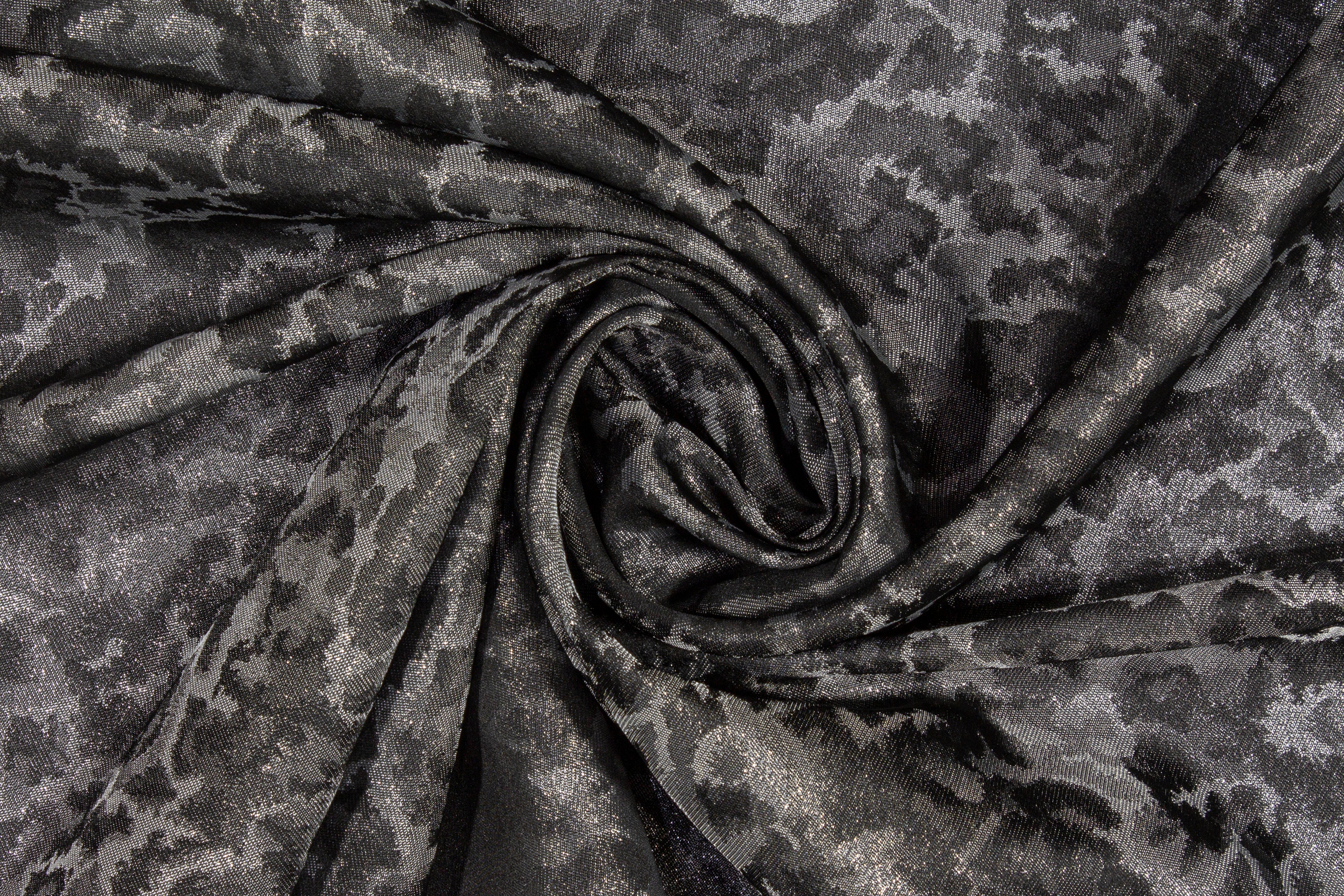 Abstract Metallic Brocade - Charcoal Gray