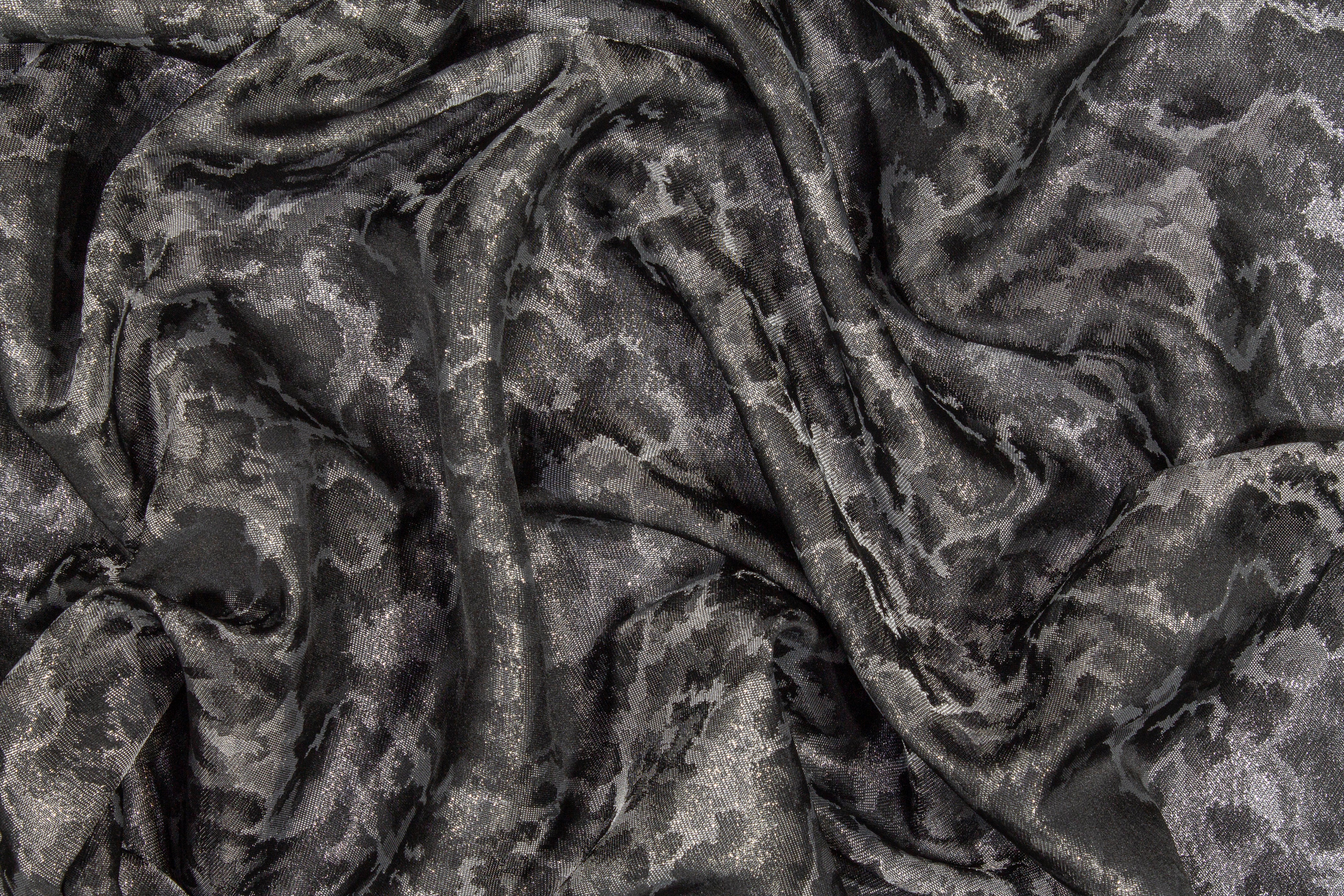 Abstract Metallic Brocade - Charcoal Gray