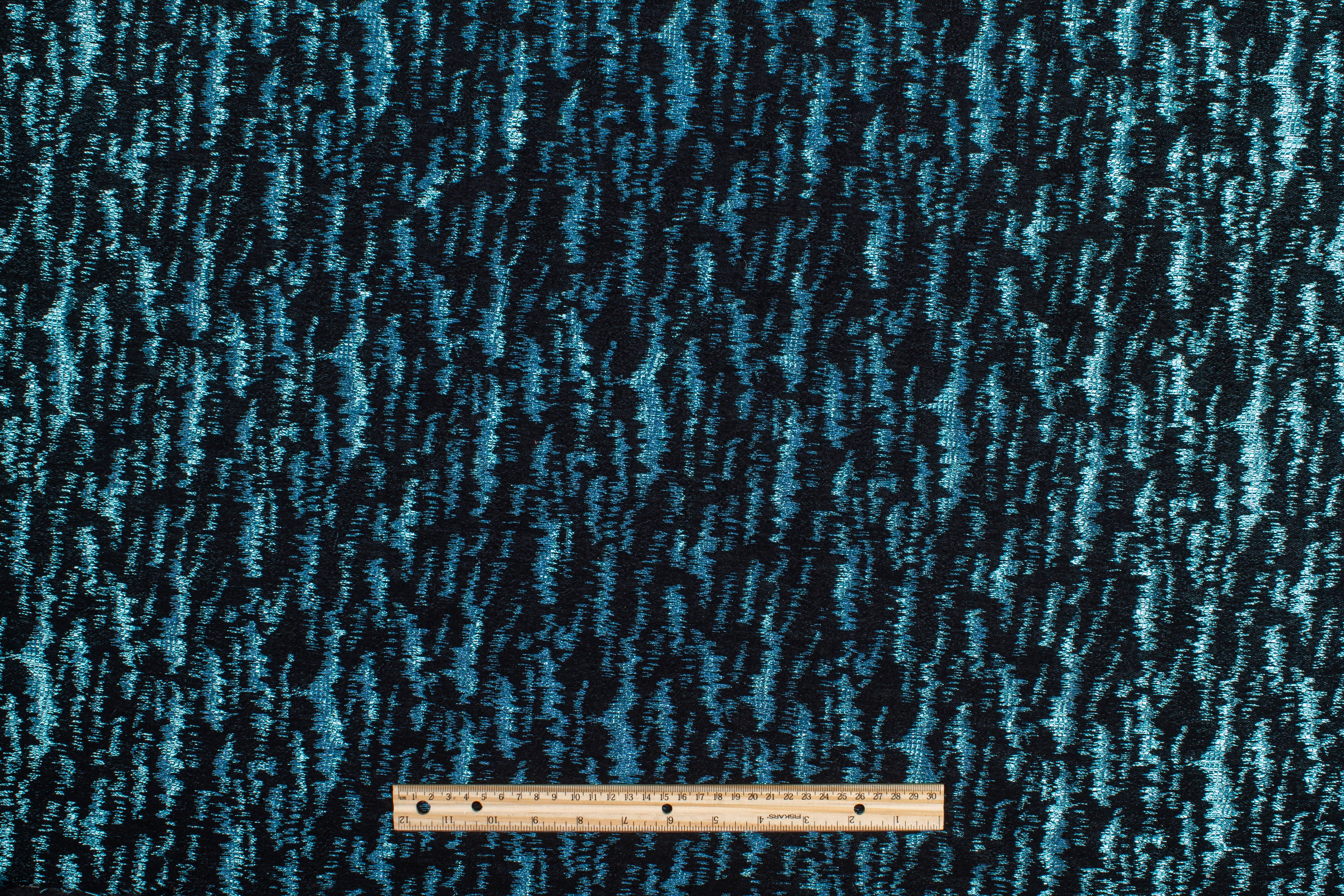 Static Metallic Brocade - Electric Blue and Black