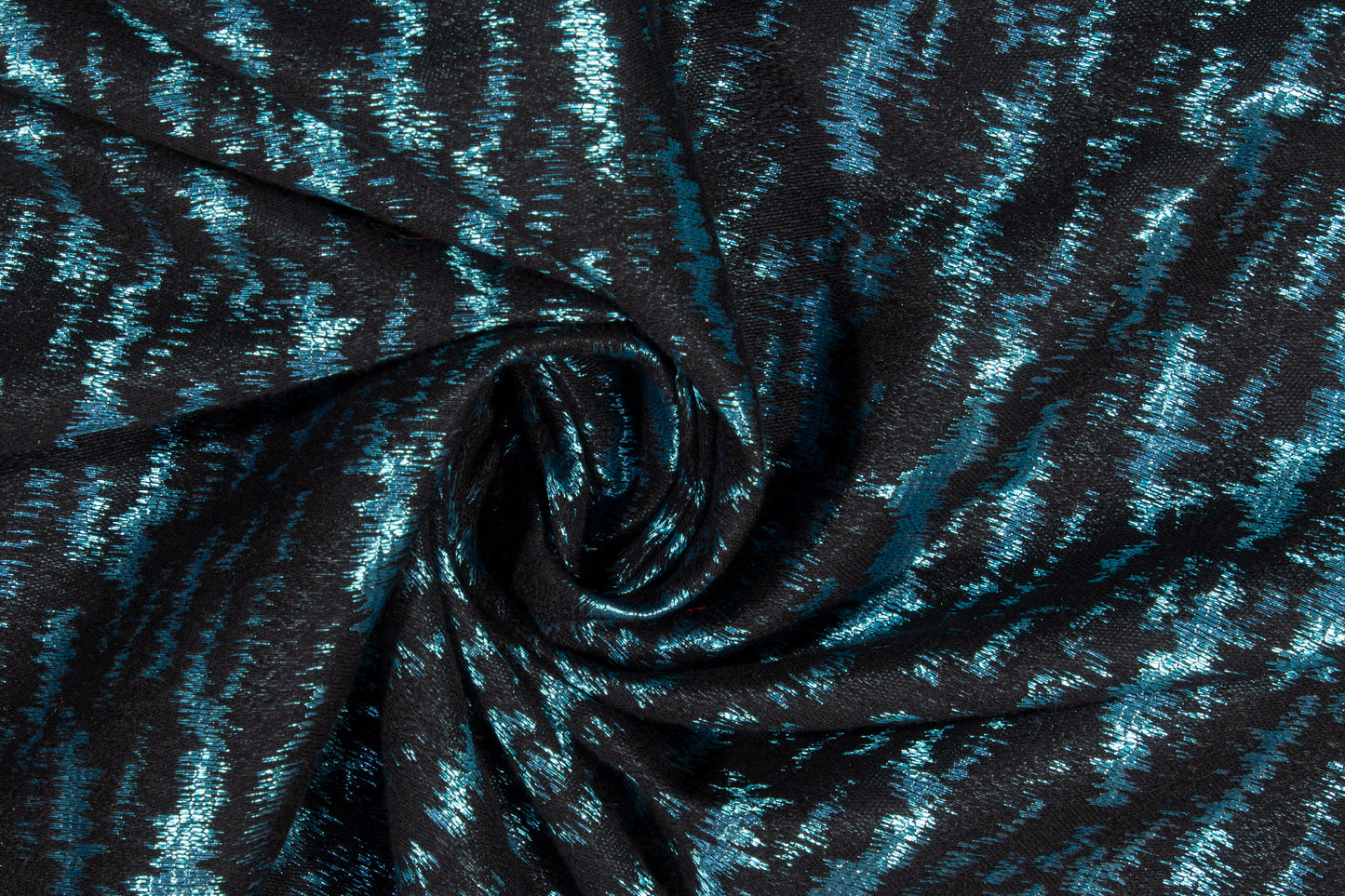 Static Metallic Brocade - Electric Blue and Black